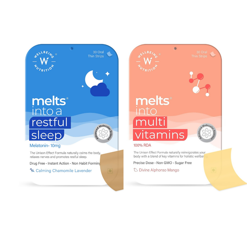 Wellbeing Nutrition Melts Restful Sleep & Melts Into Multivitamins Oral Strips Combo