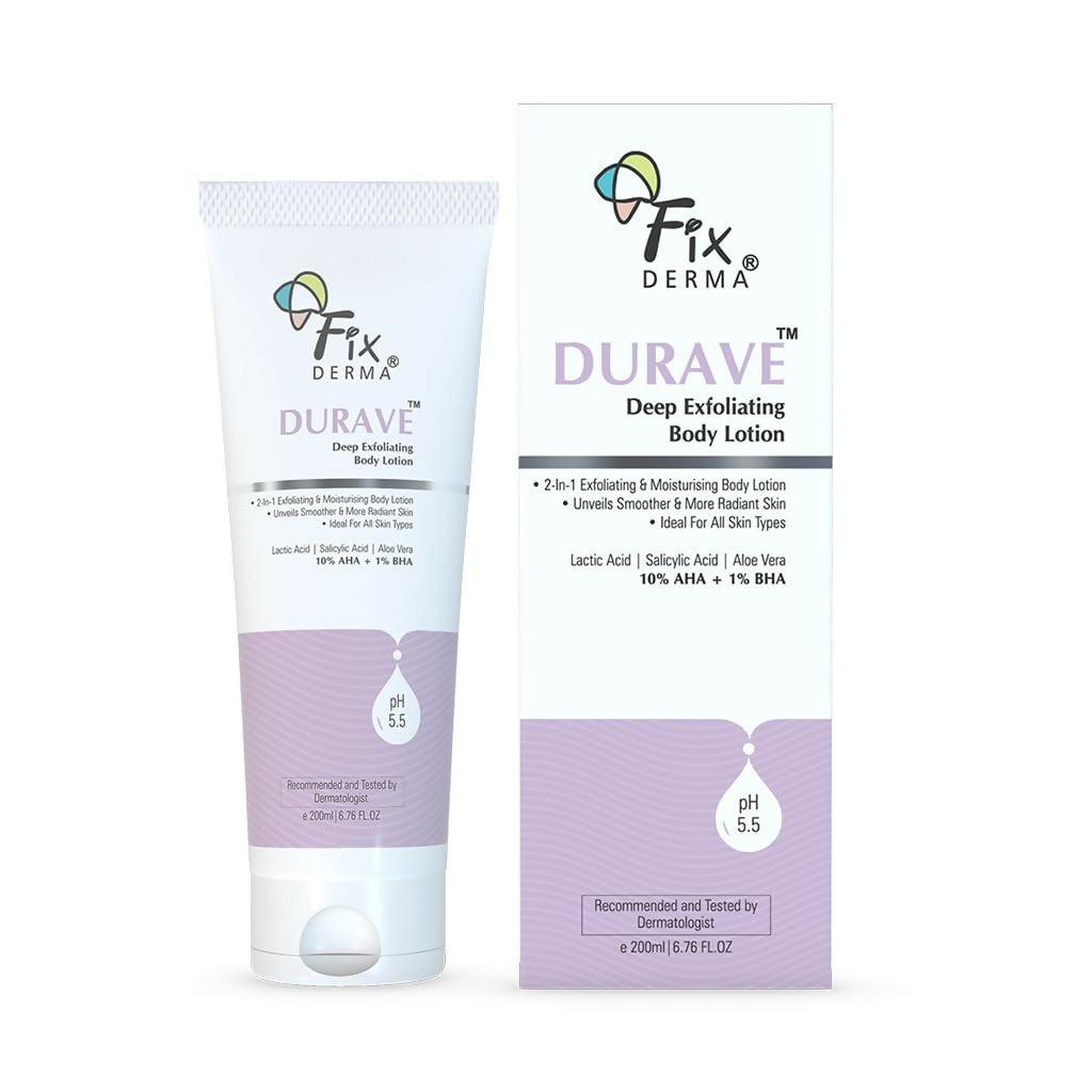 Fixderma Durave 10% AHA + 1% BHA Deep Exfoliating Body Lotion with Lactic & 1% Salicylic Acid