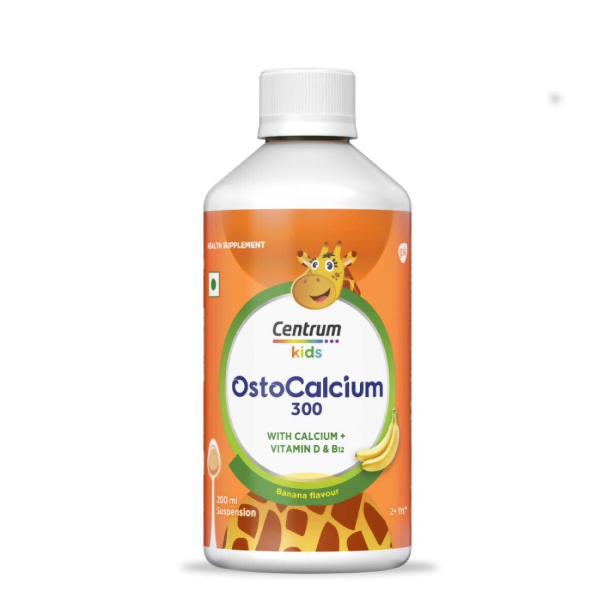 Centrum Osto Calcium 300 Suspension for Kids, Vit D & Calcium to support Growth, Strong Bones & Teeth