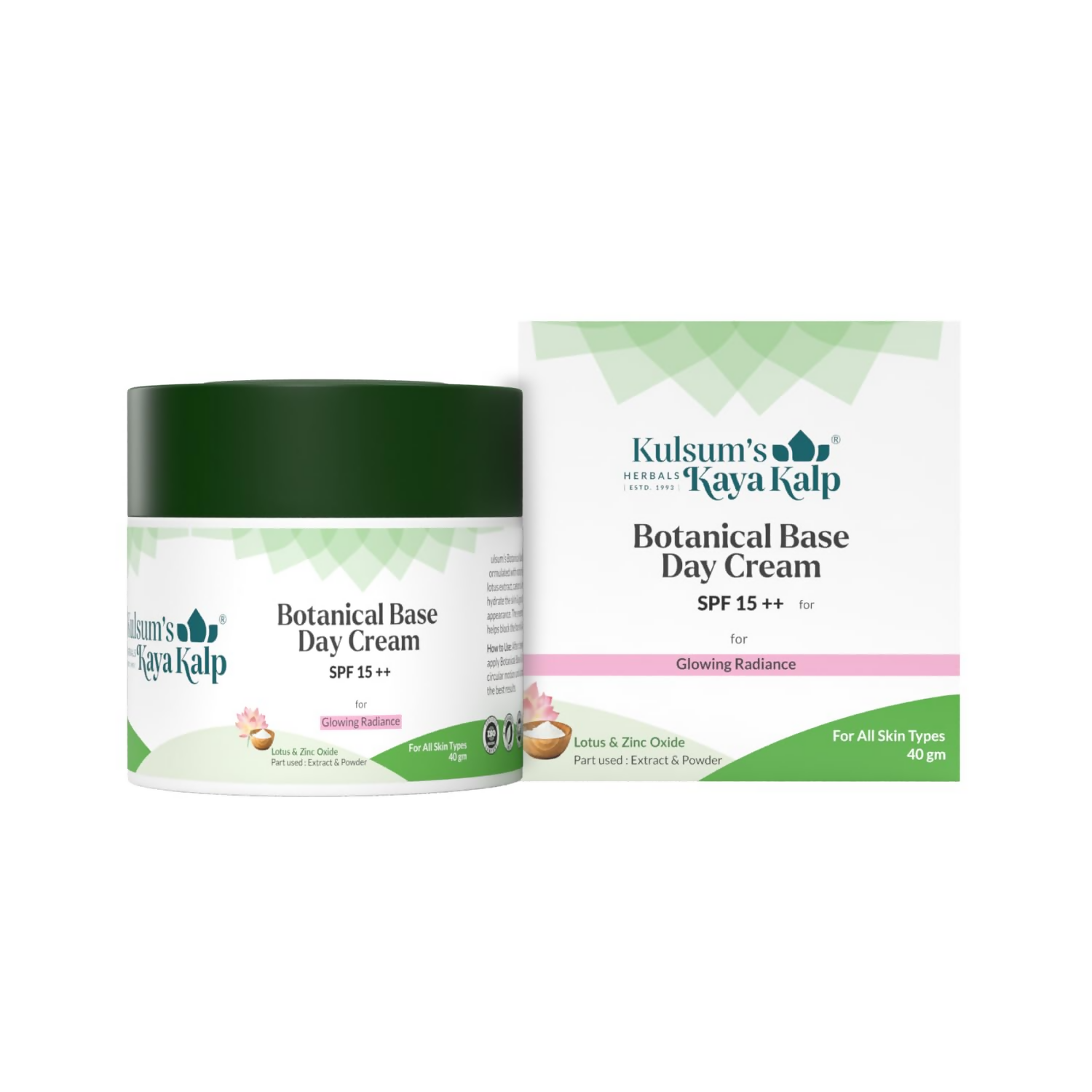 Kulsum's Kaya Kalp Botanical Base Day Cream SPF 15++ For Glowing Radiance