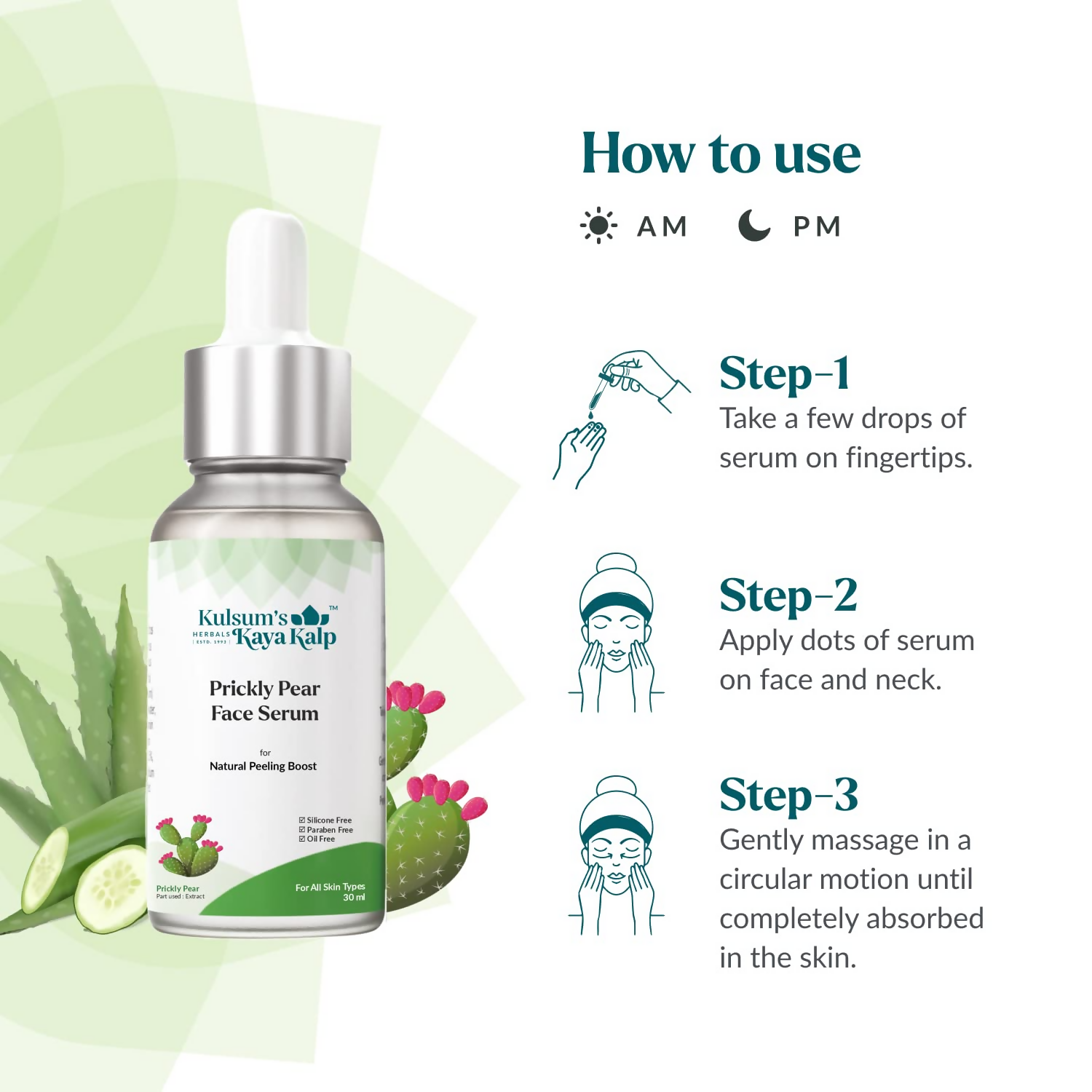 Kulsum's Kaya Kalp Prickly Pear Face Serum For Natural Peeling Boost