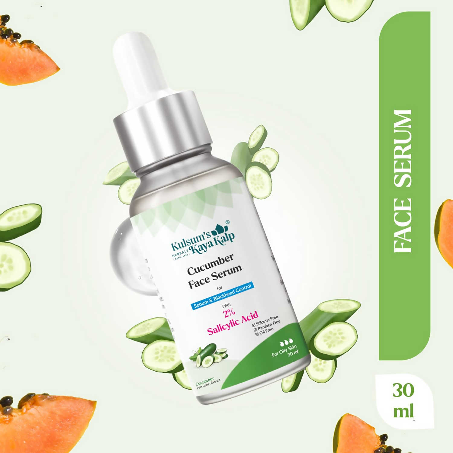 Kulsum's Kaya Kalp Cucumber Face Serum For Sebum & Blackhead Control