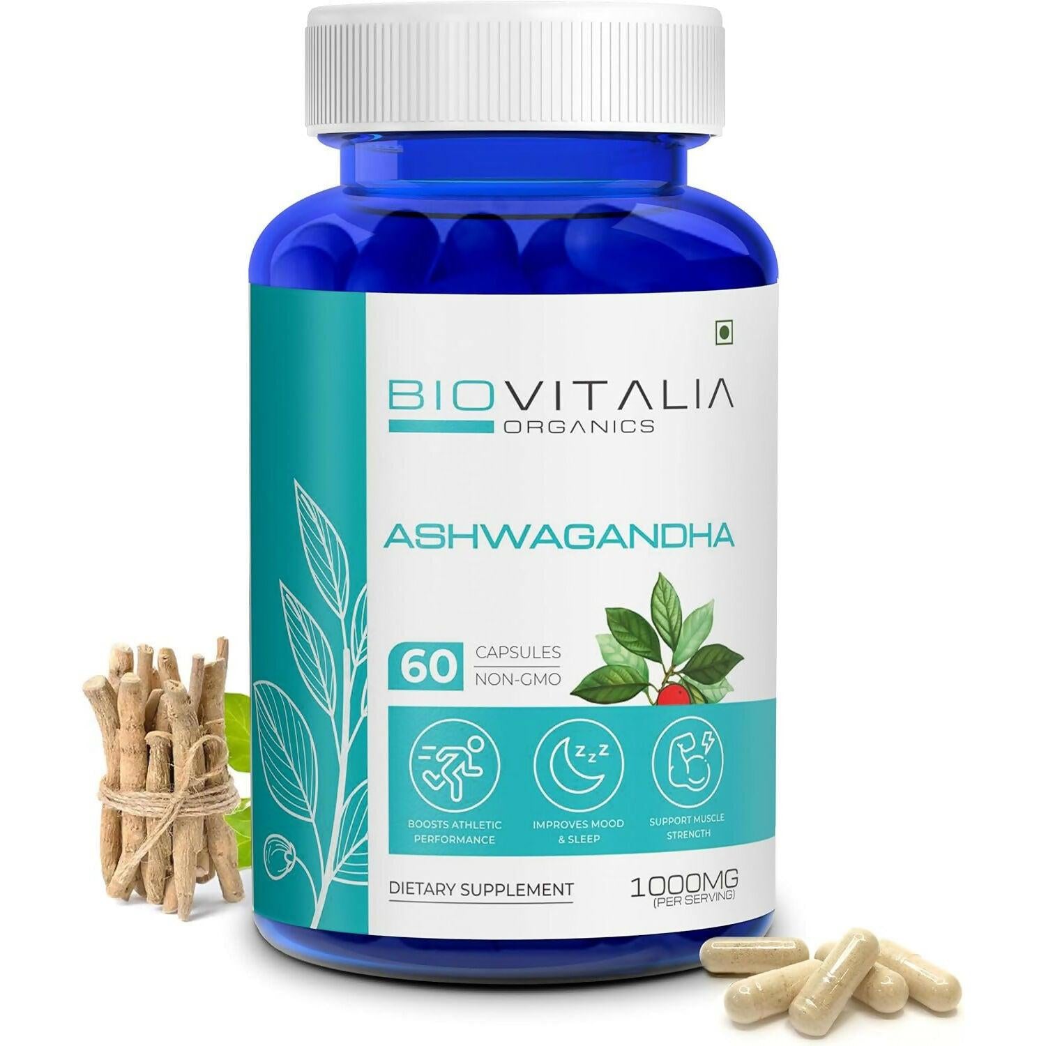 Biovitalia Organics Ashwagandha For Stress & Anxiety Relief Capsules