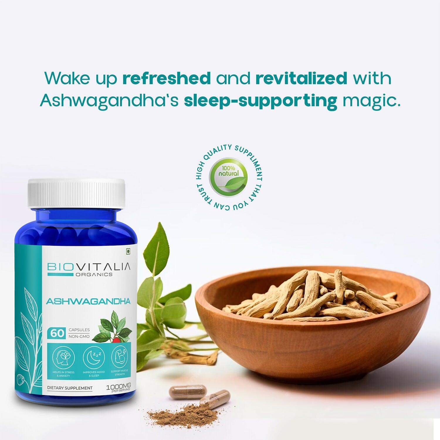Biovitalia Organics Ashwagandha For Stress & Anxiety Relief Capsules