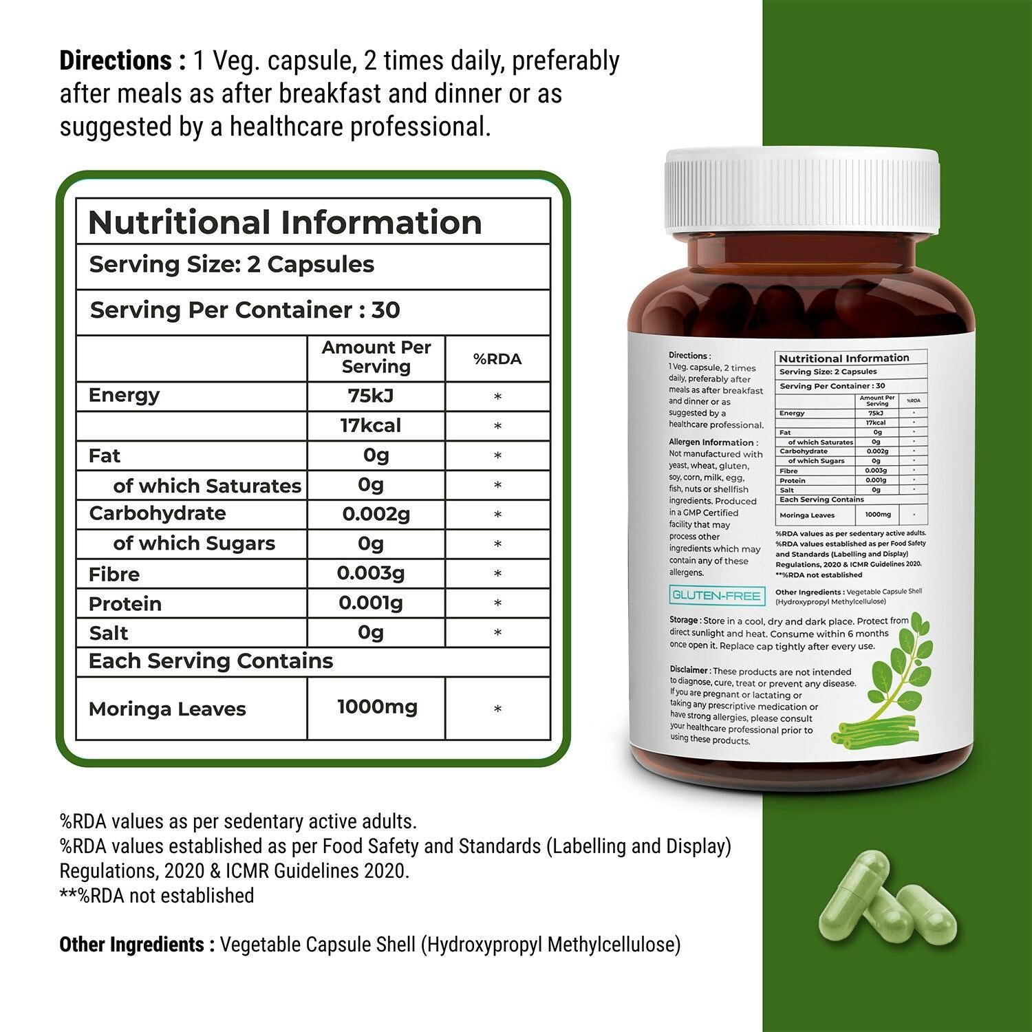 Biovitalia Organics Moringa Capsules For Immunity Booster