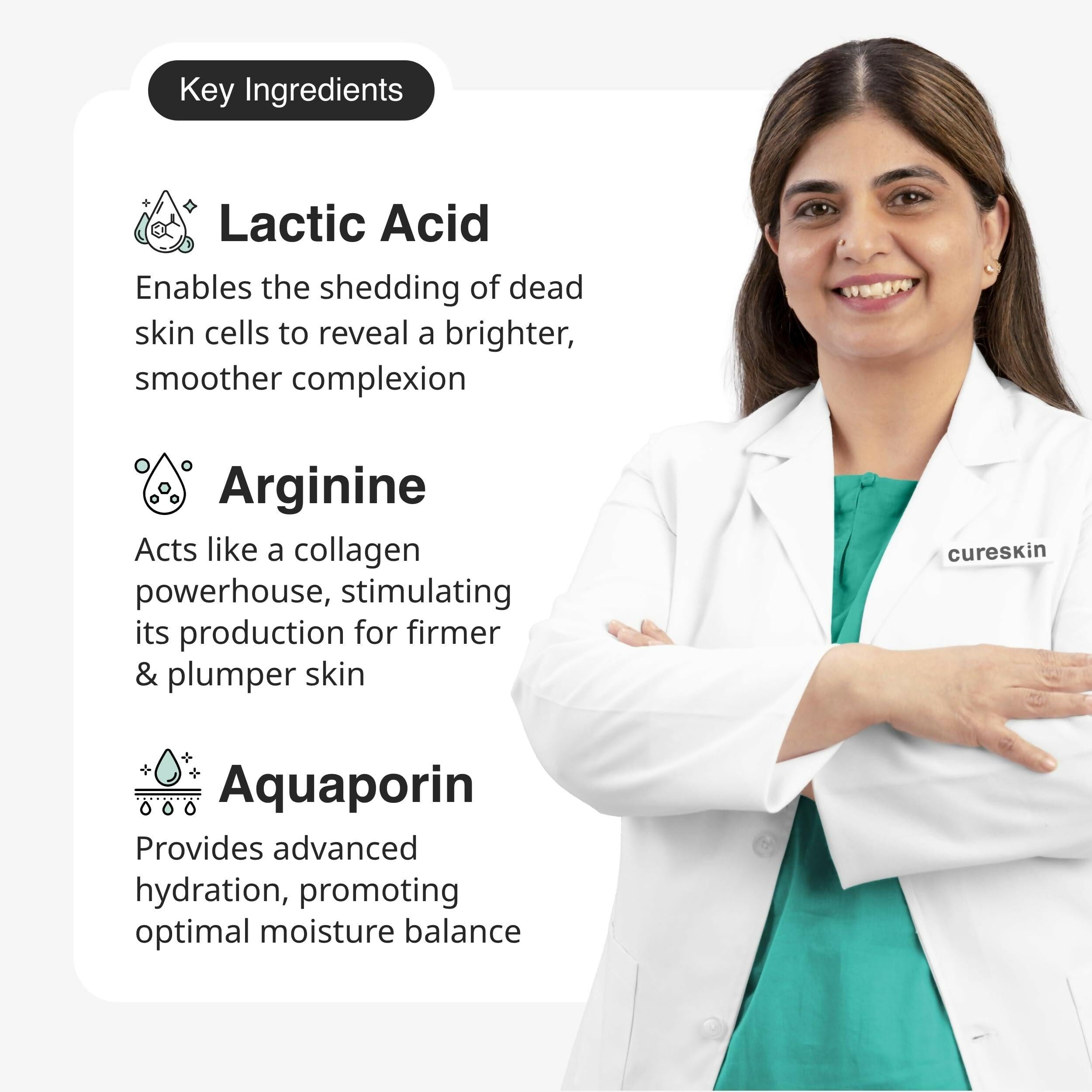 Cureskin Gentle Cleanse Brightening Face Wash with Lactic Acid AHA Foam