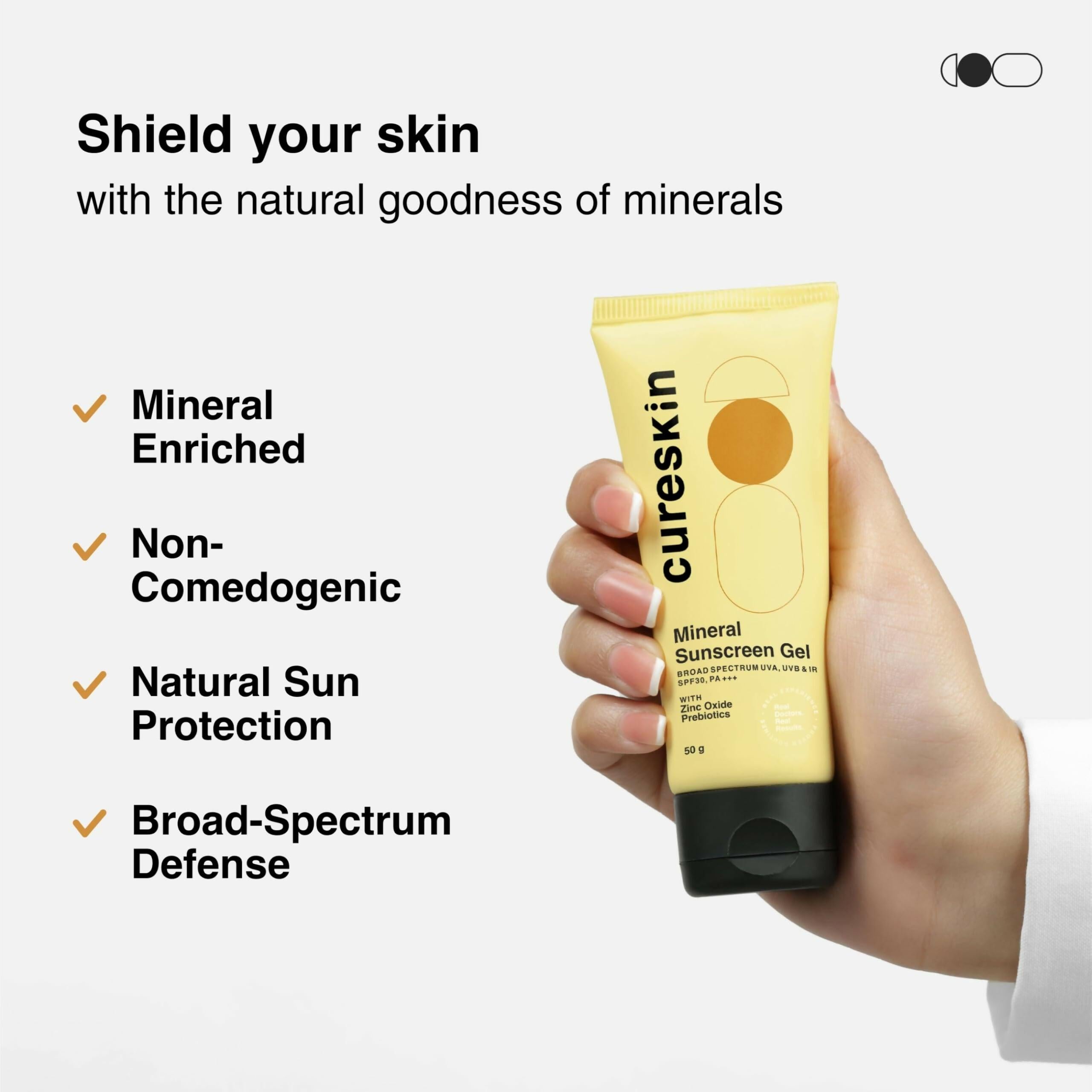 Cureskin Mineral Sunscreen Gel Matte Finish SPF 30 PA+++ Broad Spectrum Sun (UVA, UVB & IR) Protection