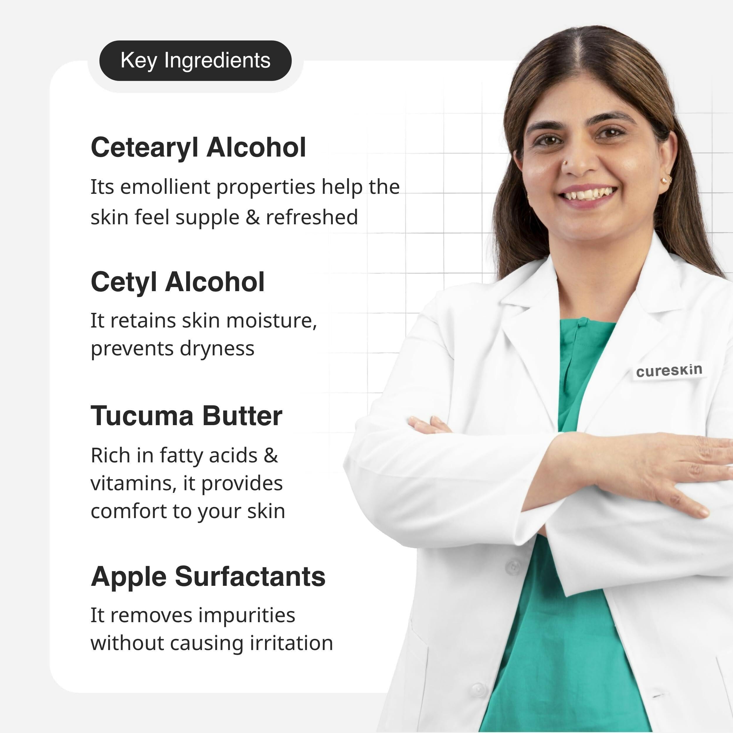 Cureskin Sensitive Pro Cleanser with Tucuma Butter & Apple Extracts for Sensitive Skin Face Wash