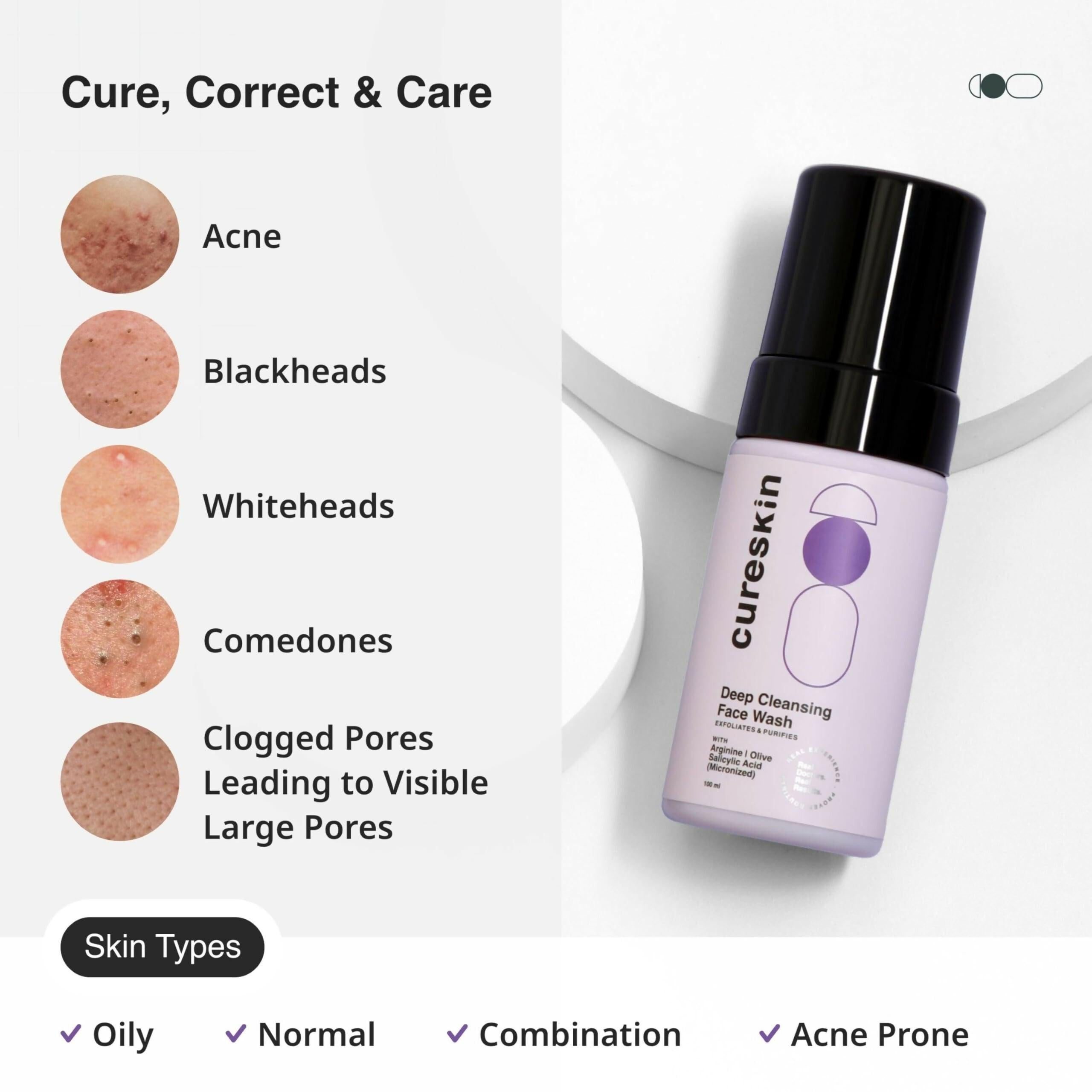 Cureskin Deep Cleanse Salicylic Acid Face Wash for Oily Skin