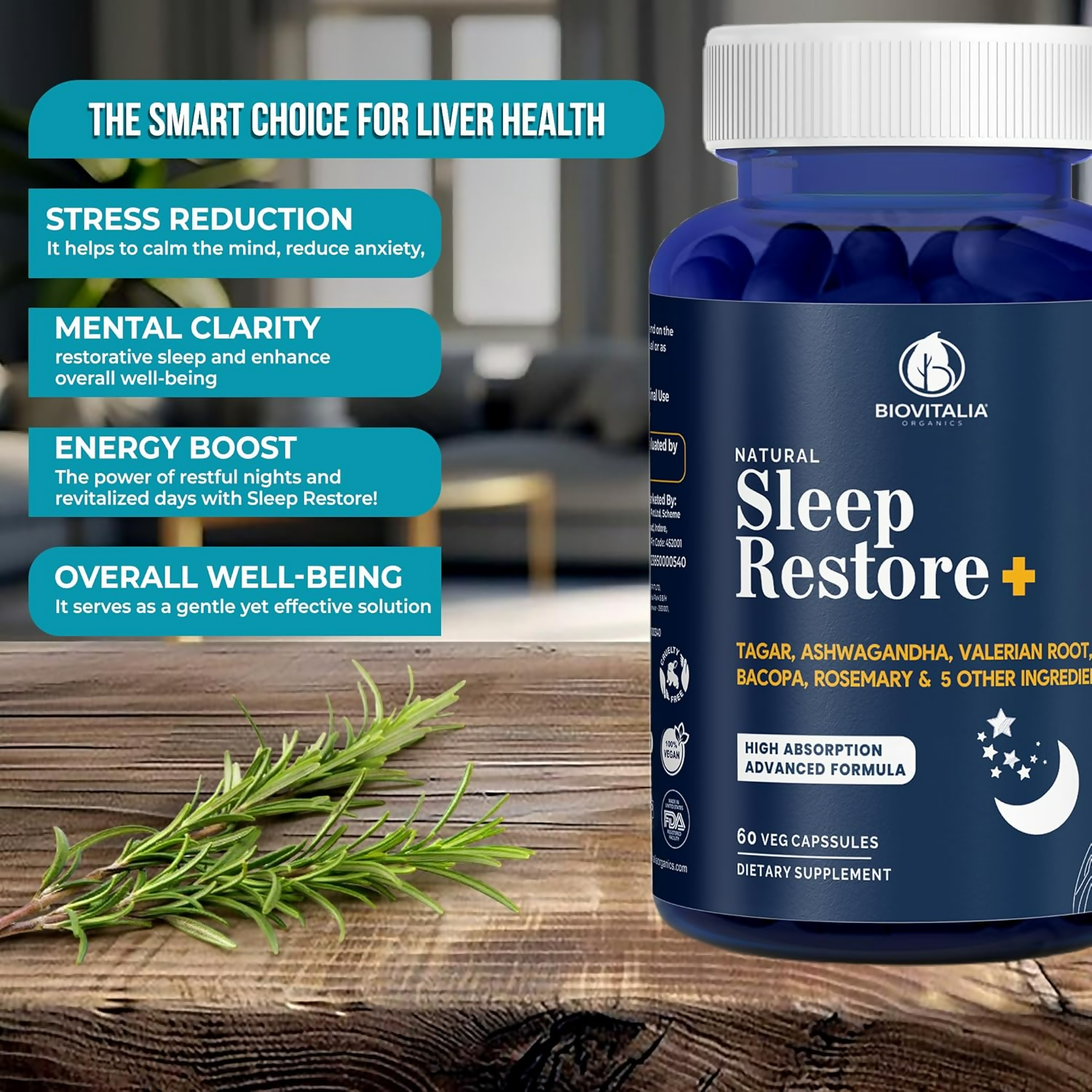Biovitalia Organics Natural Sleep Restore+ Sleeping Capsules