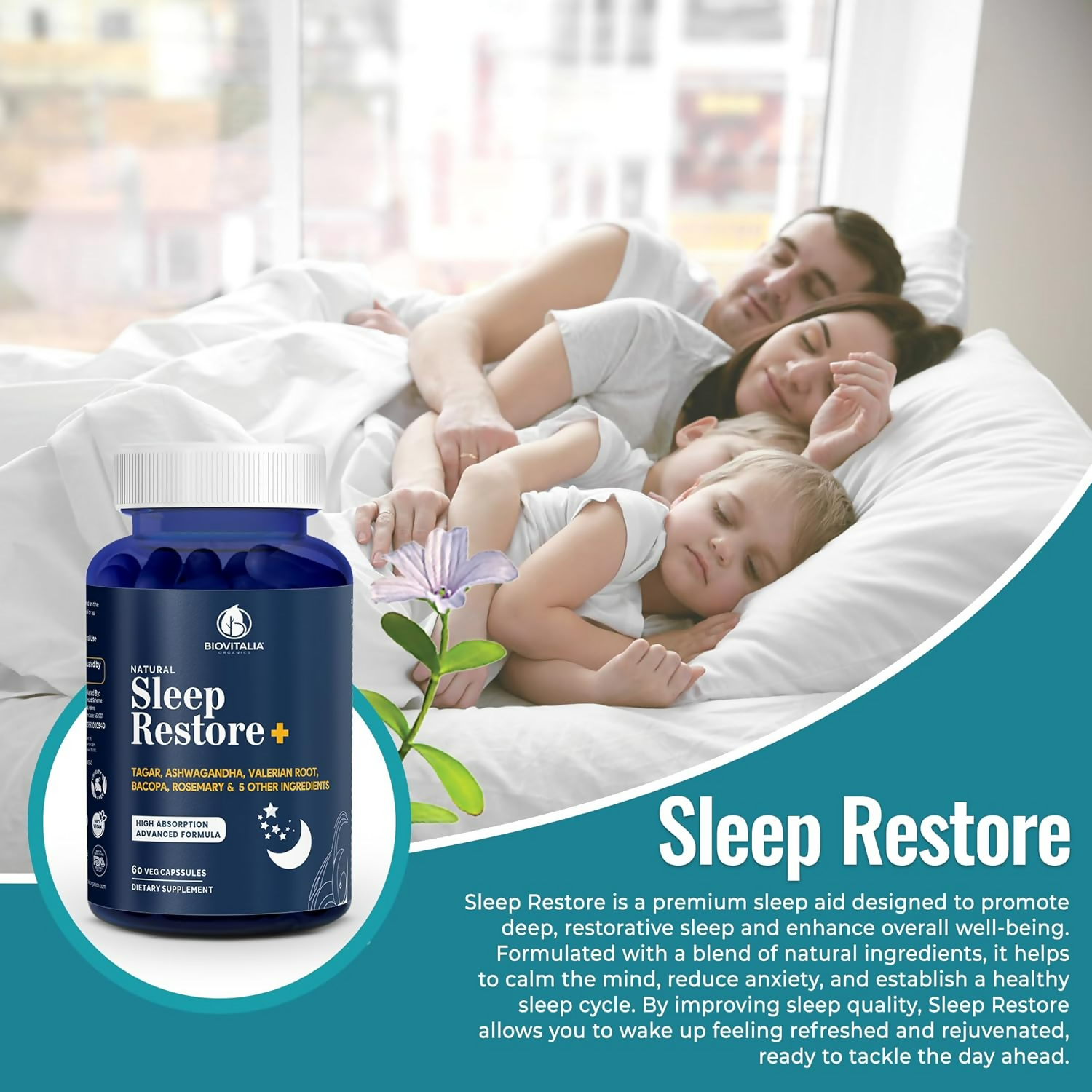 Biovitalia Organics Natural Sleep Restore+ Sleeping Capsules
