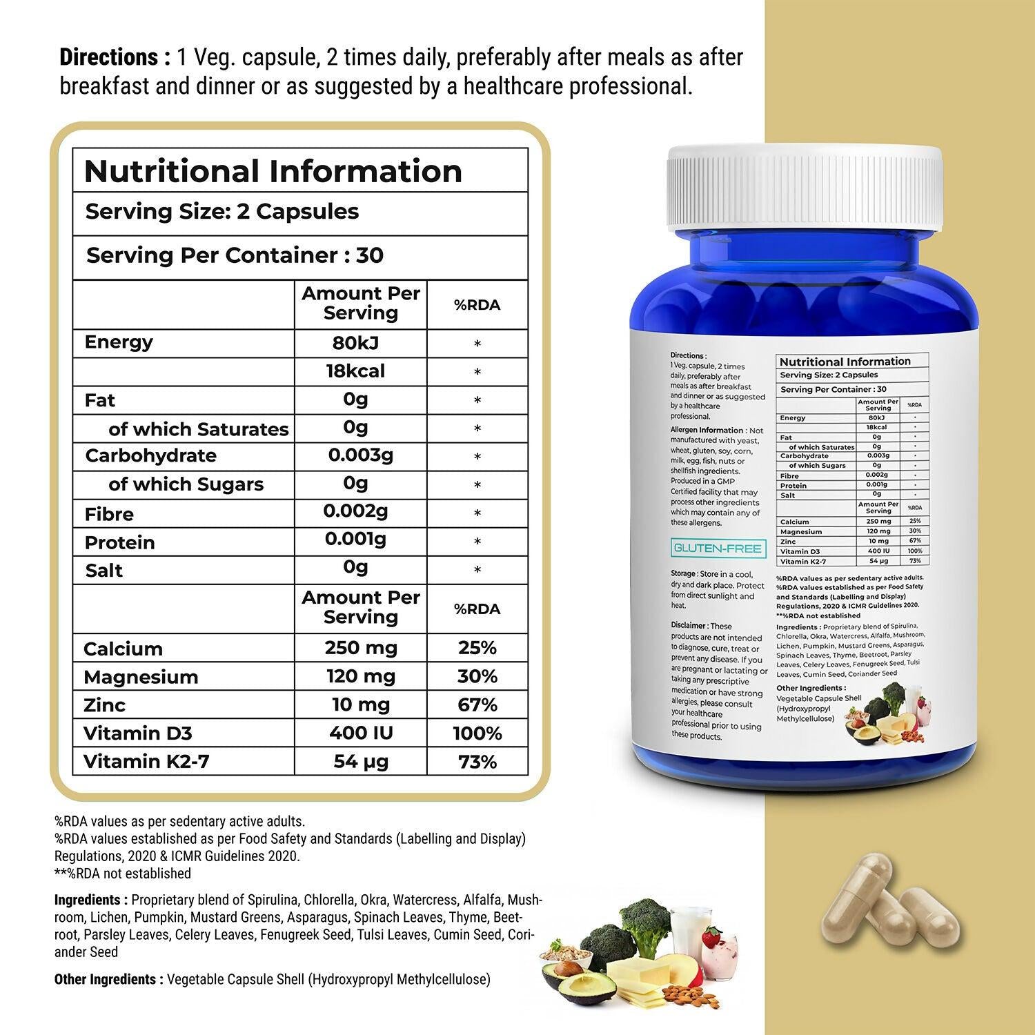 Biovitalia Organics Calcium Magnesium Zinc Capsules