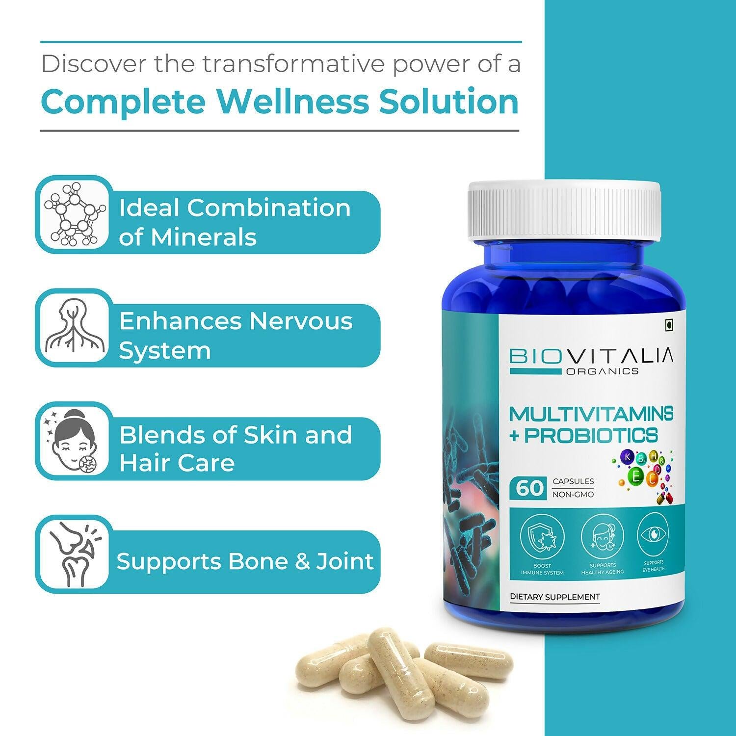 Biovitalia Organics Multivitamins + Probiotics Capsules