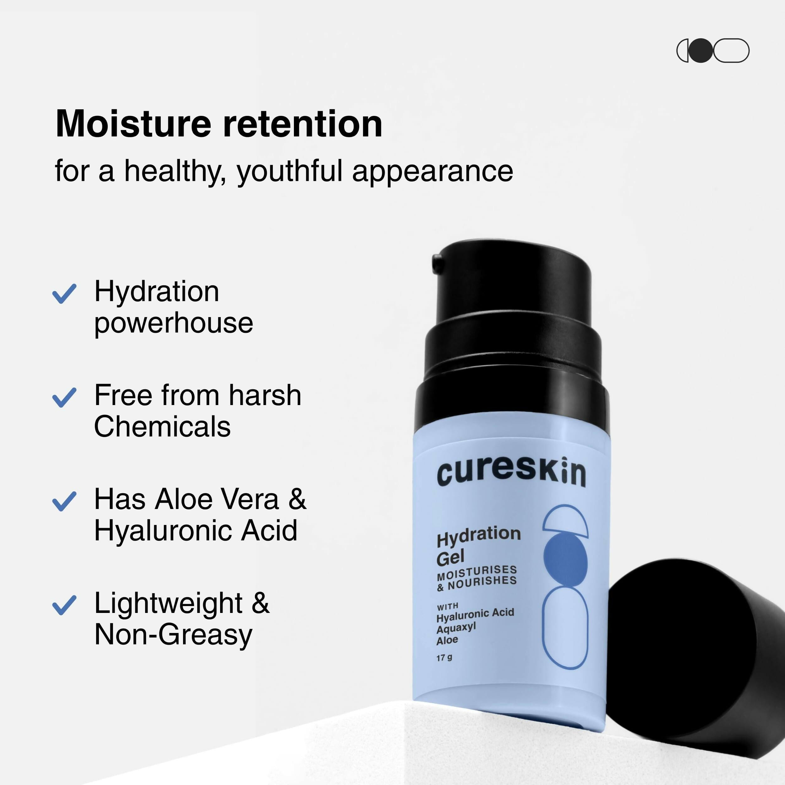 Cureskin Hydration Gel with Hyaluronic Acid, Aquaxyl, Aloe
