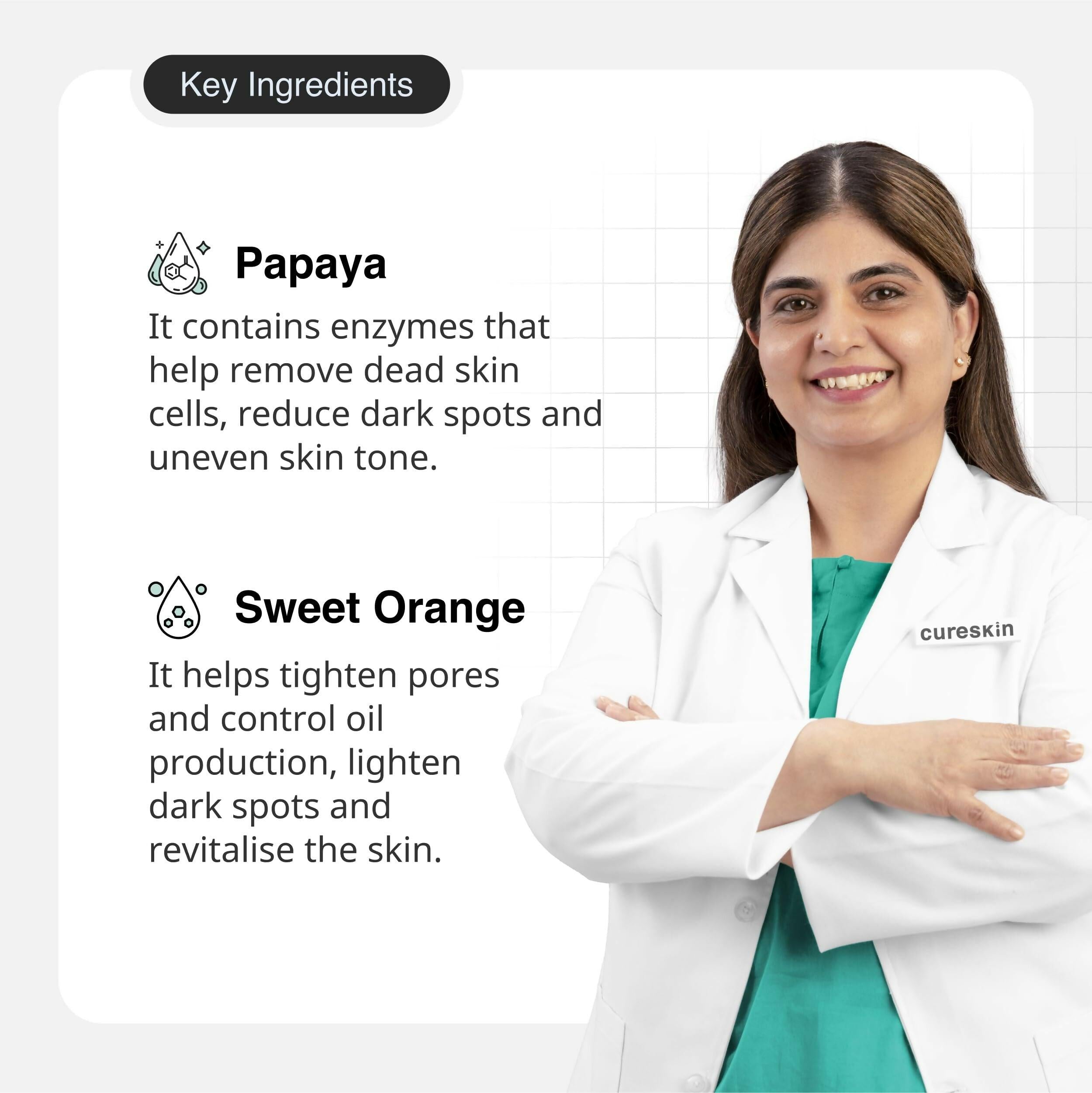 Cureskin Under Arm Brightening Cream Mask with Papaya & Sweet Orange
