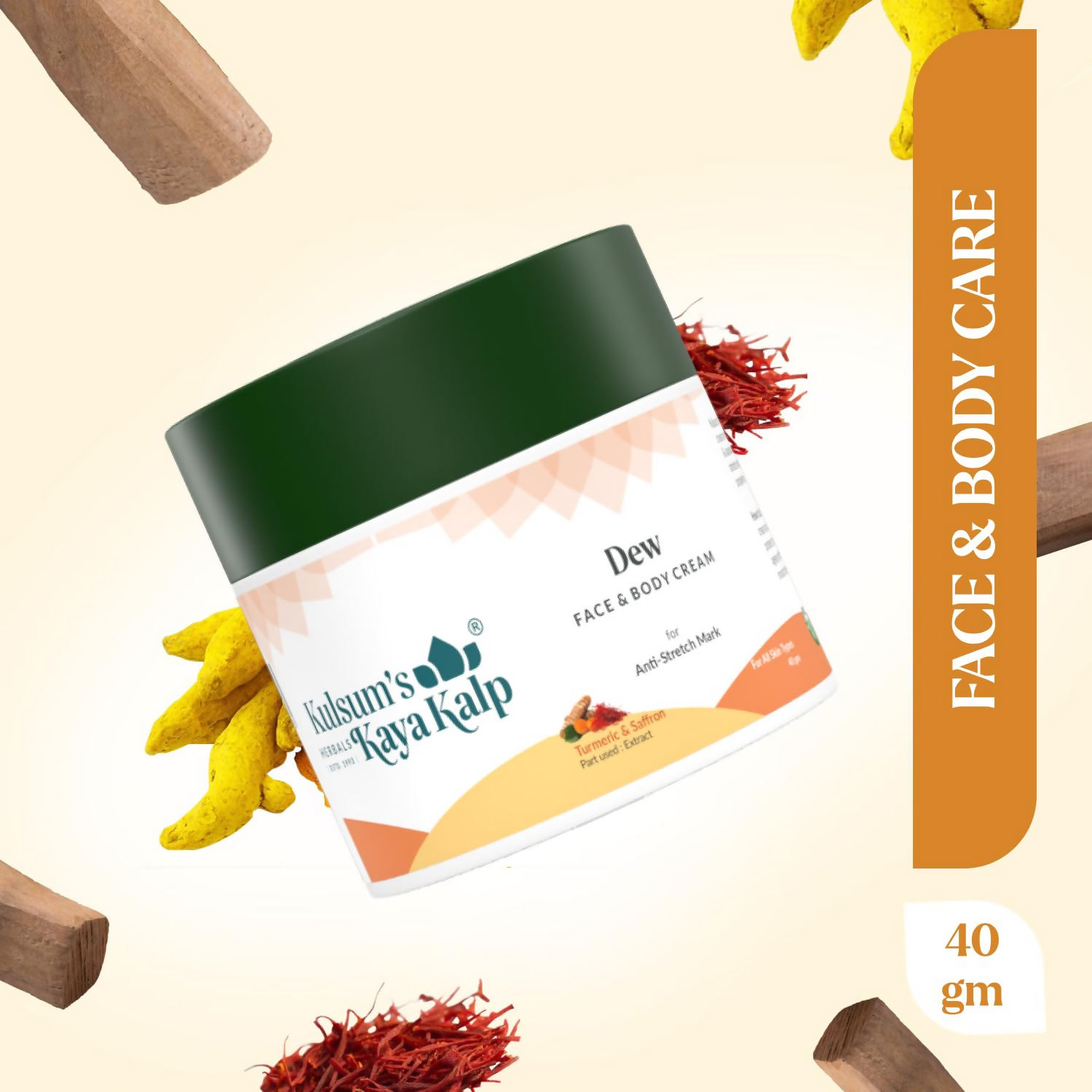 Kulsum's Kaya Kalp Dew Face & Body Cream With Turmeric & Saffron For All Skin Types