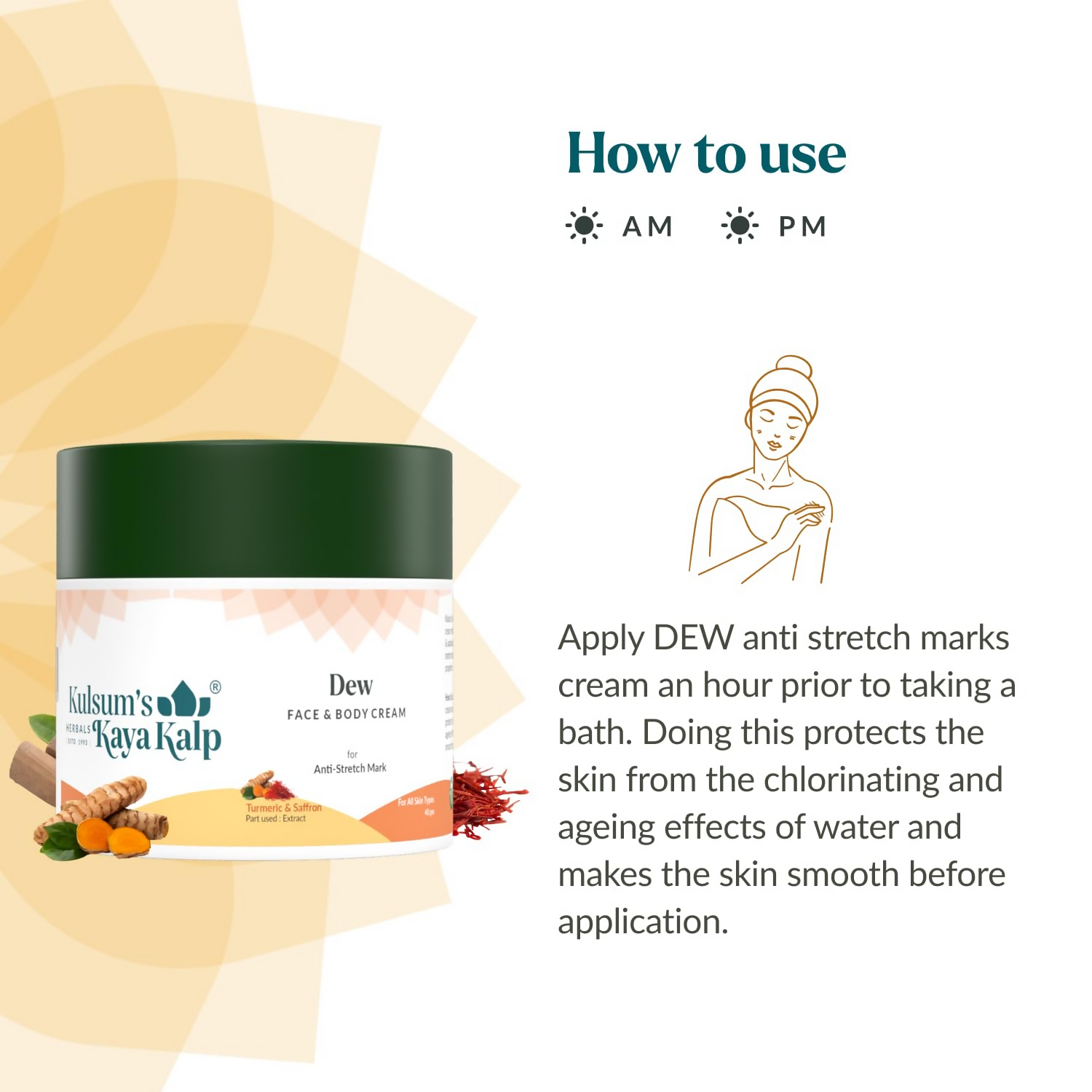 Kulsum's Kaya Kalp Dew Face & Body Cream With Turmeric & Saffron For All Skin Types