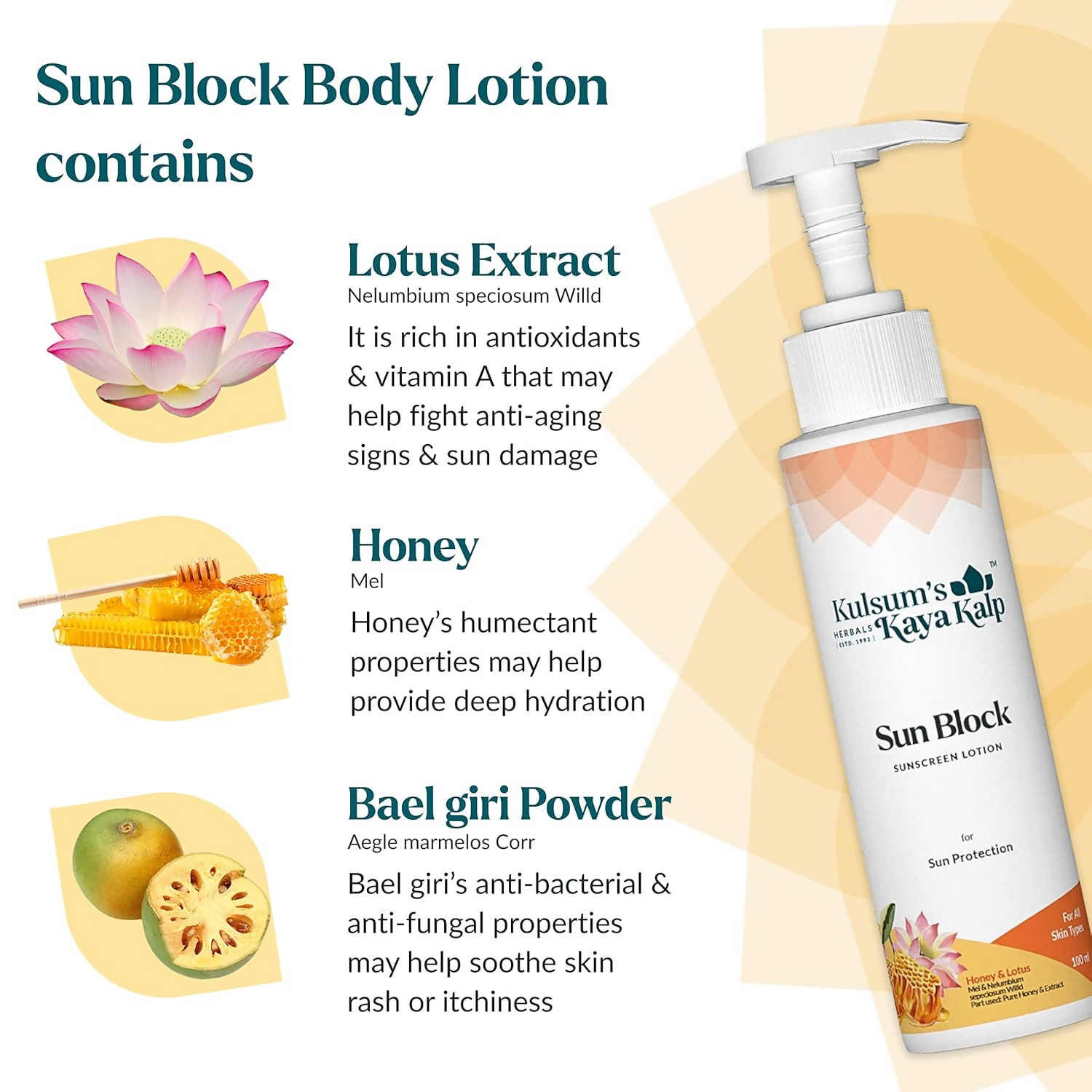 Kulsum's Kaya Kalp Sun Block Sunscreen Body Lotion For Sun Protection From Tanning, Sunburn & Pigmentation