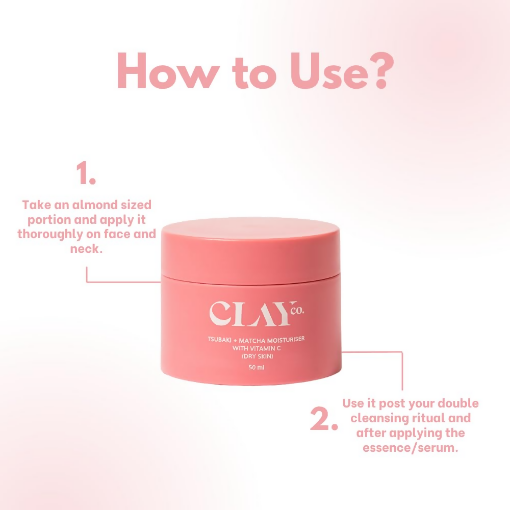 Clayco Tsubaki + Matcha Face Moisturizer With Vitamin C For Dry Skin