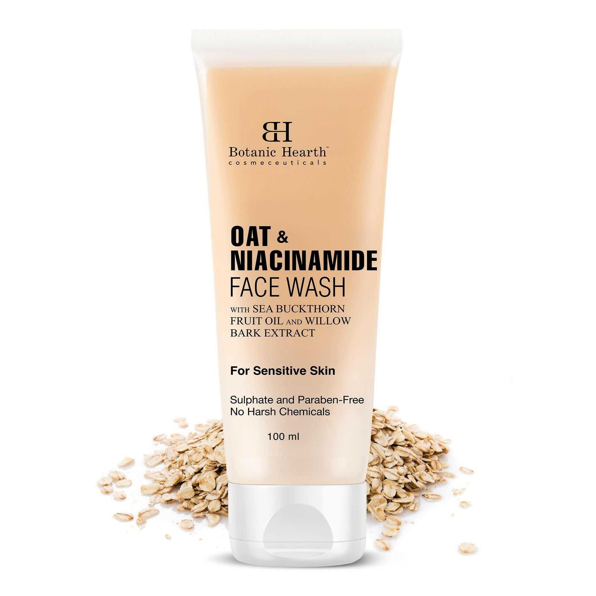 Botanic Hearth Oat & Niacinamide Cleanser Face Wash Enriched with Seabuckthorn Fruit Oil, Willow Bark Extract