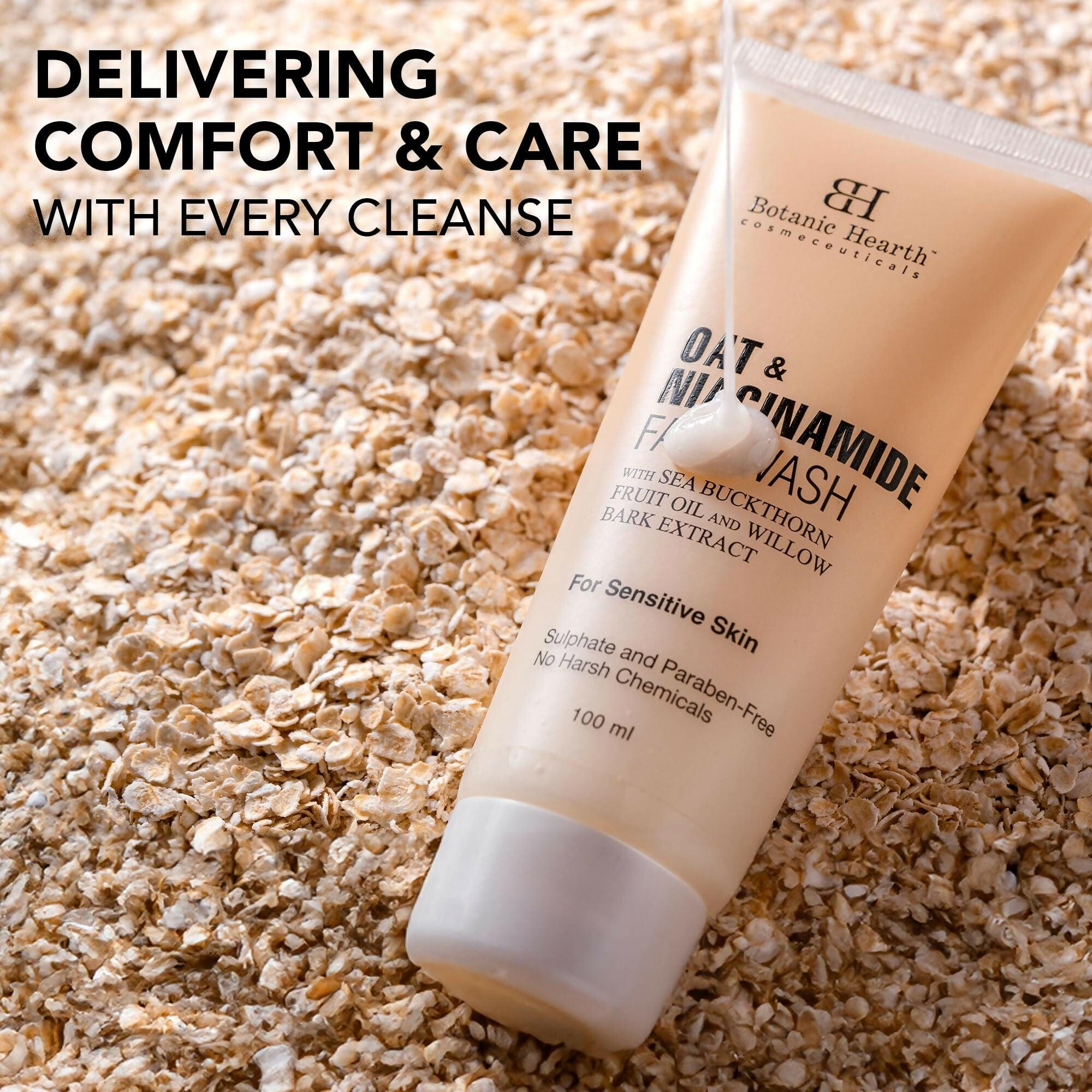 Botanic Hearth Oat & Niacinamide Cleanser Face Wash Enriched with Seabuckthorn Fruit Oil, Willow Bark Extract