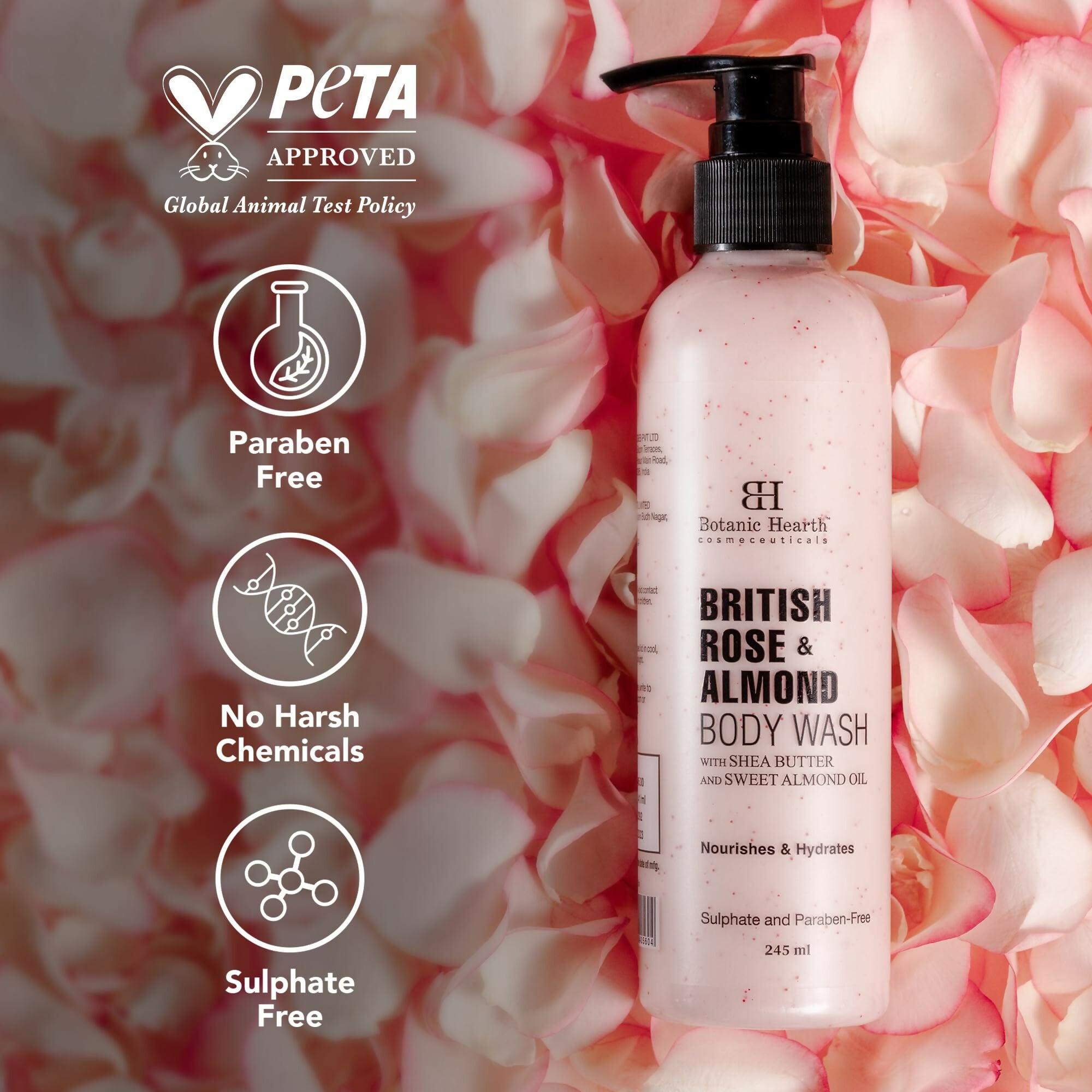 Botanic Hearth British Rose & Almond Body Wash with Shea Butter