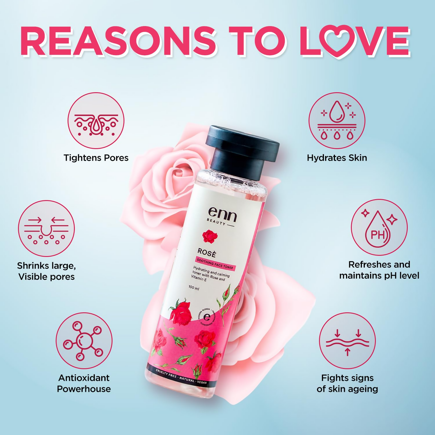 Enn Rose Water Soothing Face Toner With Natural Rose & Vitamin E For Pore Tightening