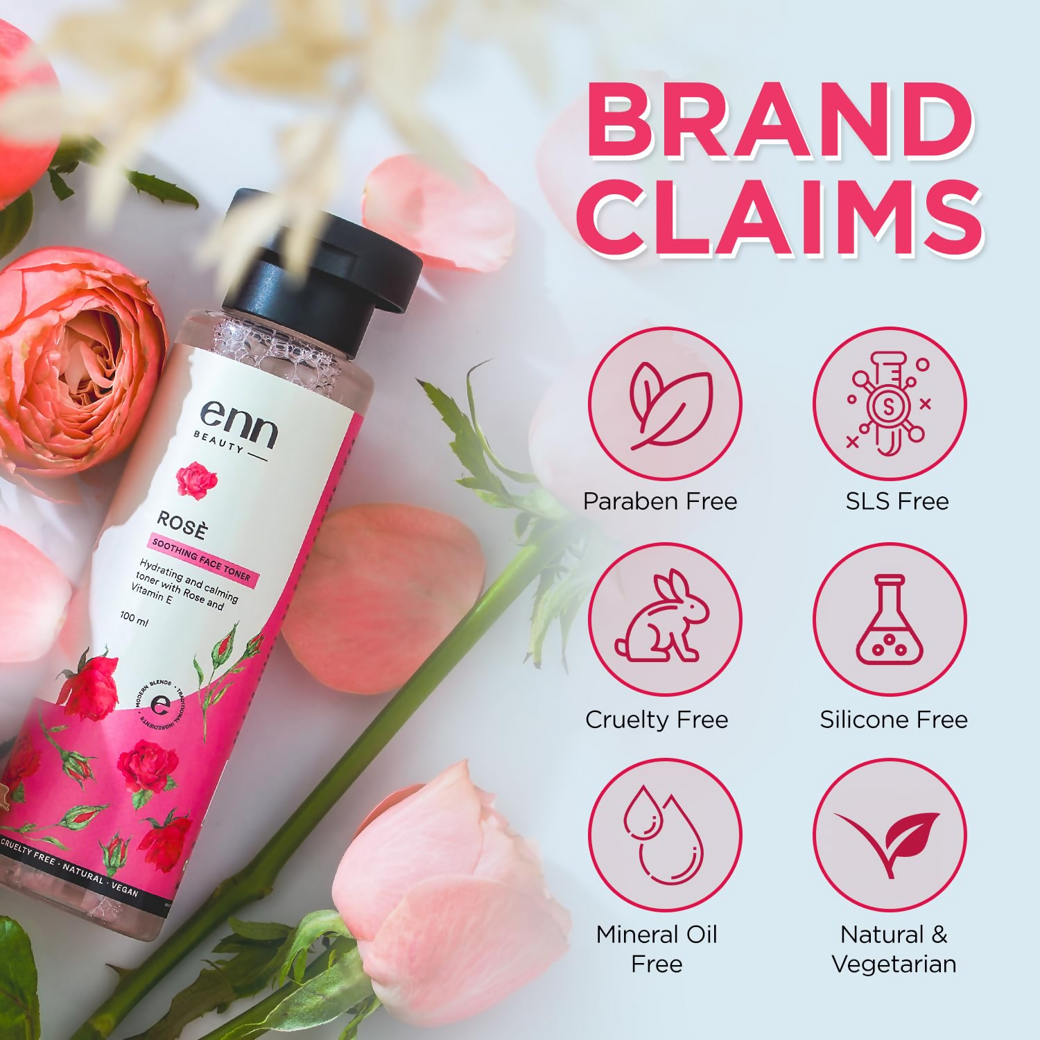 Enn Rose Water Soothing Face Toner With Natural Rose & Vitamin E For Pore Tightening