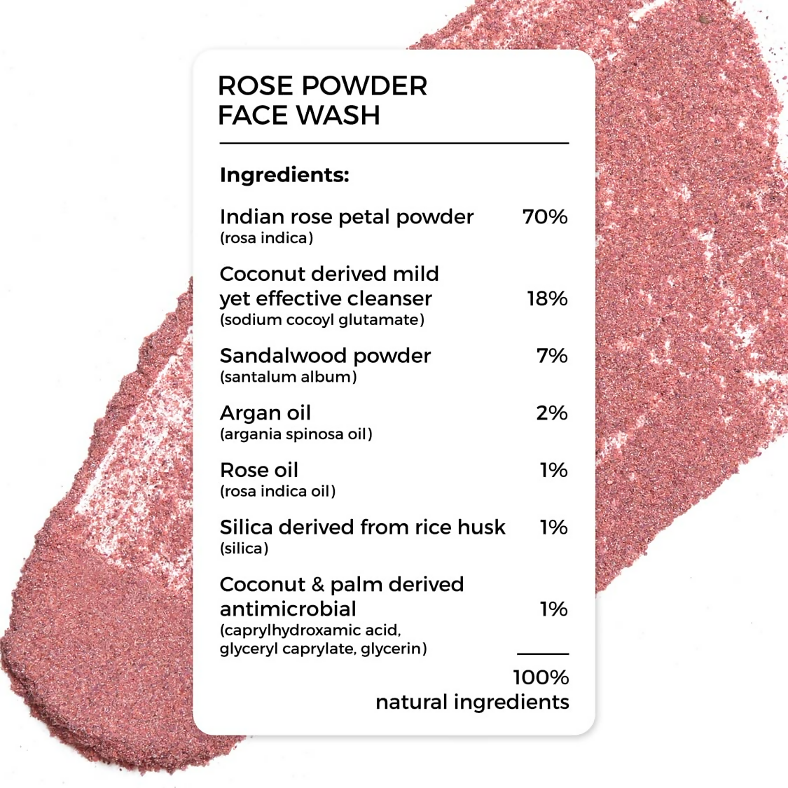 Brillare 100% Natural Rose Powder Face Wash With Anti Ageing Skin Sandalwood & Coconut