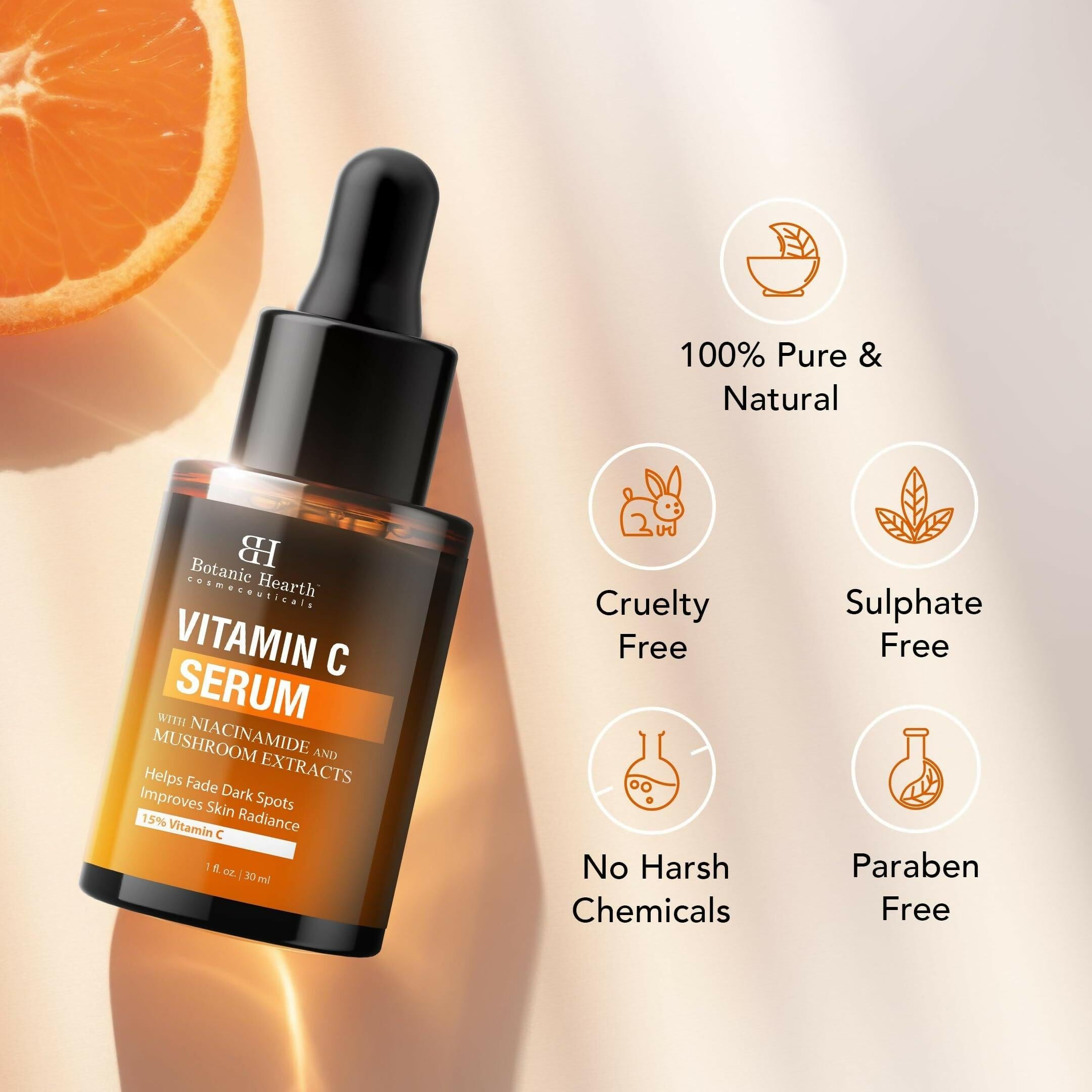 Botanic Hearth 15% Vitamin C Face Serum Targets Dark Spots, Sun Damage, Wrinkles to Brighten & Even Tone Skin