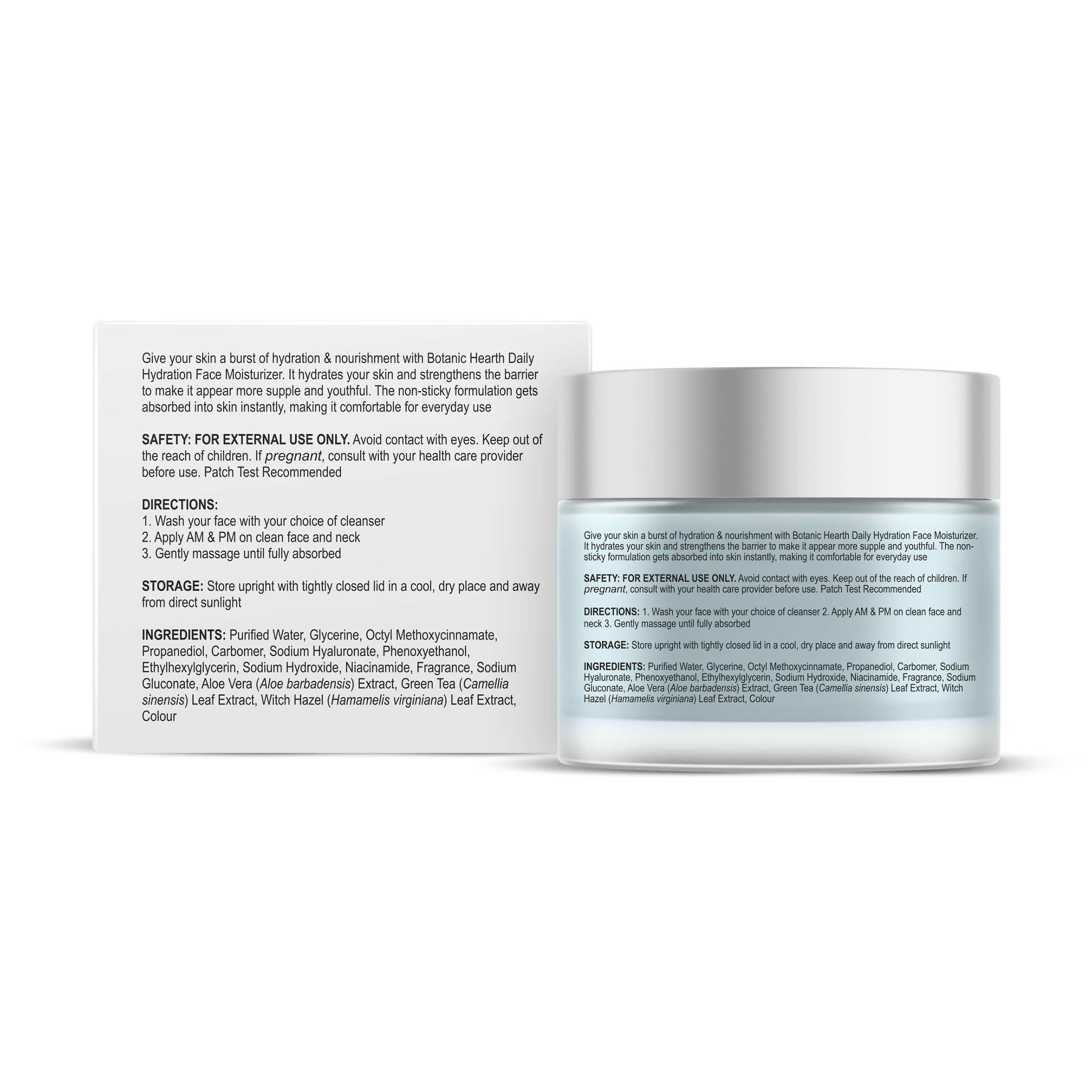 Botanic Hearth Daily Hydration Moisturizer for Face with Hyaluronic Acid & Green Tea Extract