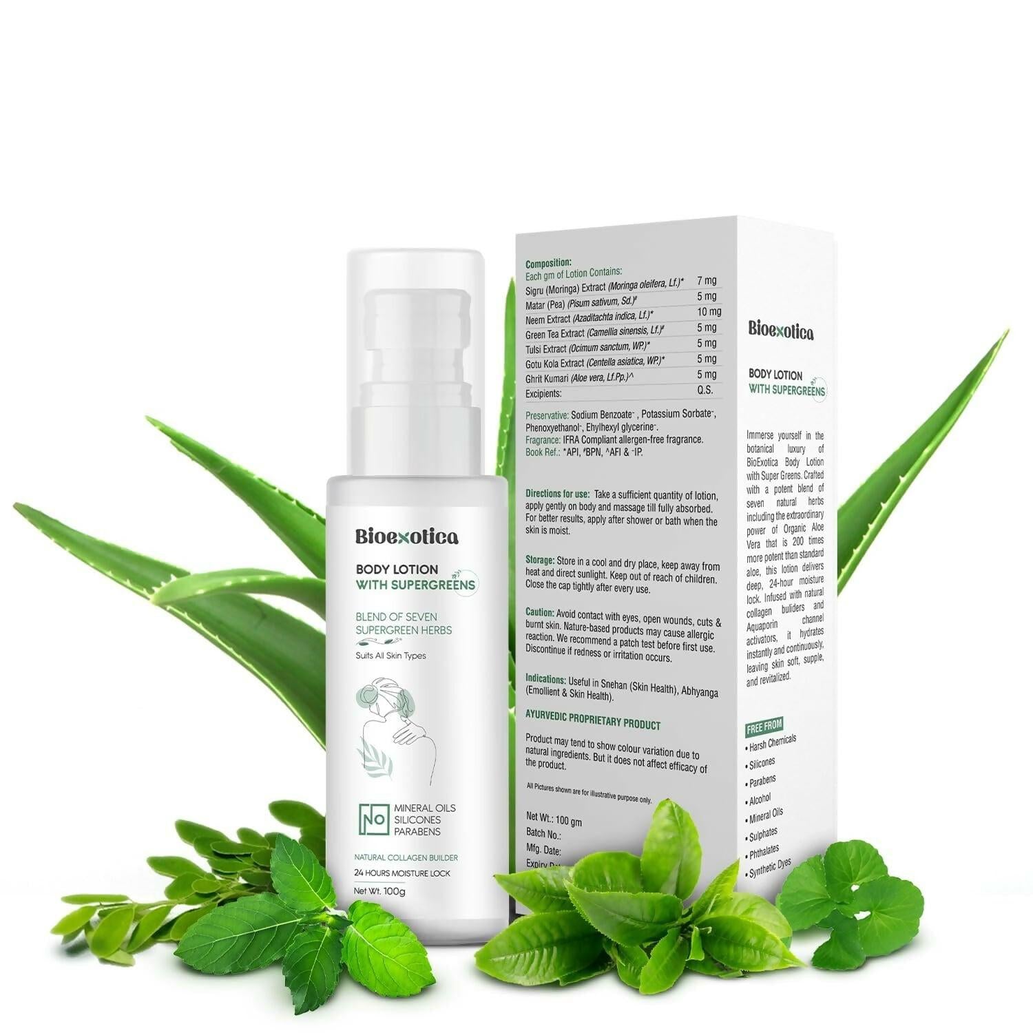 Bioexotica Body Lotion With Seven herbs For 24 hours Moisture Lock