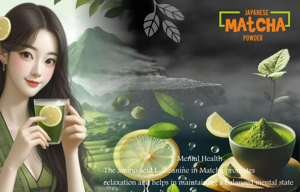 Eteasy Matcha Green Rose Petals Lemon Herbal Tea Powder