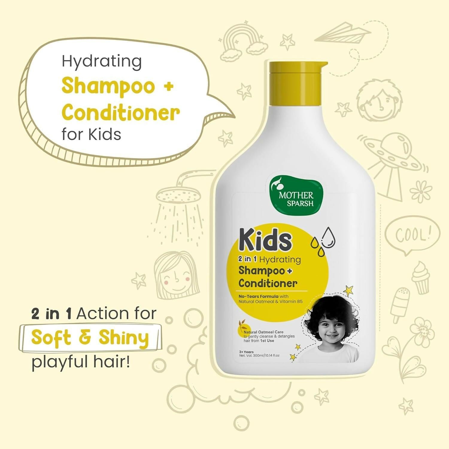 Mother Sparsh 2 In 1 Hydrating Shampoo + Conditioner for Kids & Babies With Natural Oatmeal & Vitamin B5