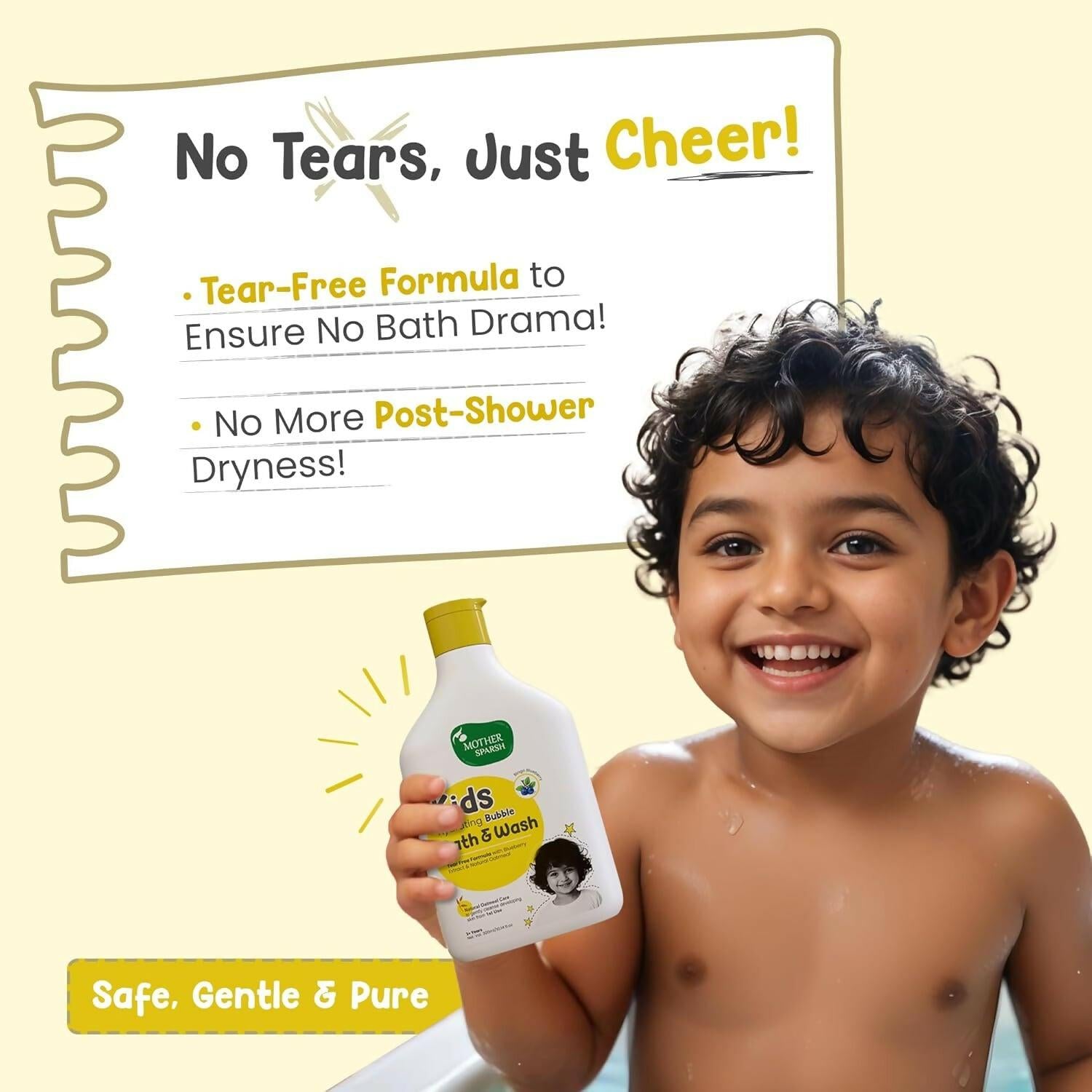 Mother Sparsh Kids & Baby Hydrating Bubble Bath & Wash for 3+ Boys & Girls