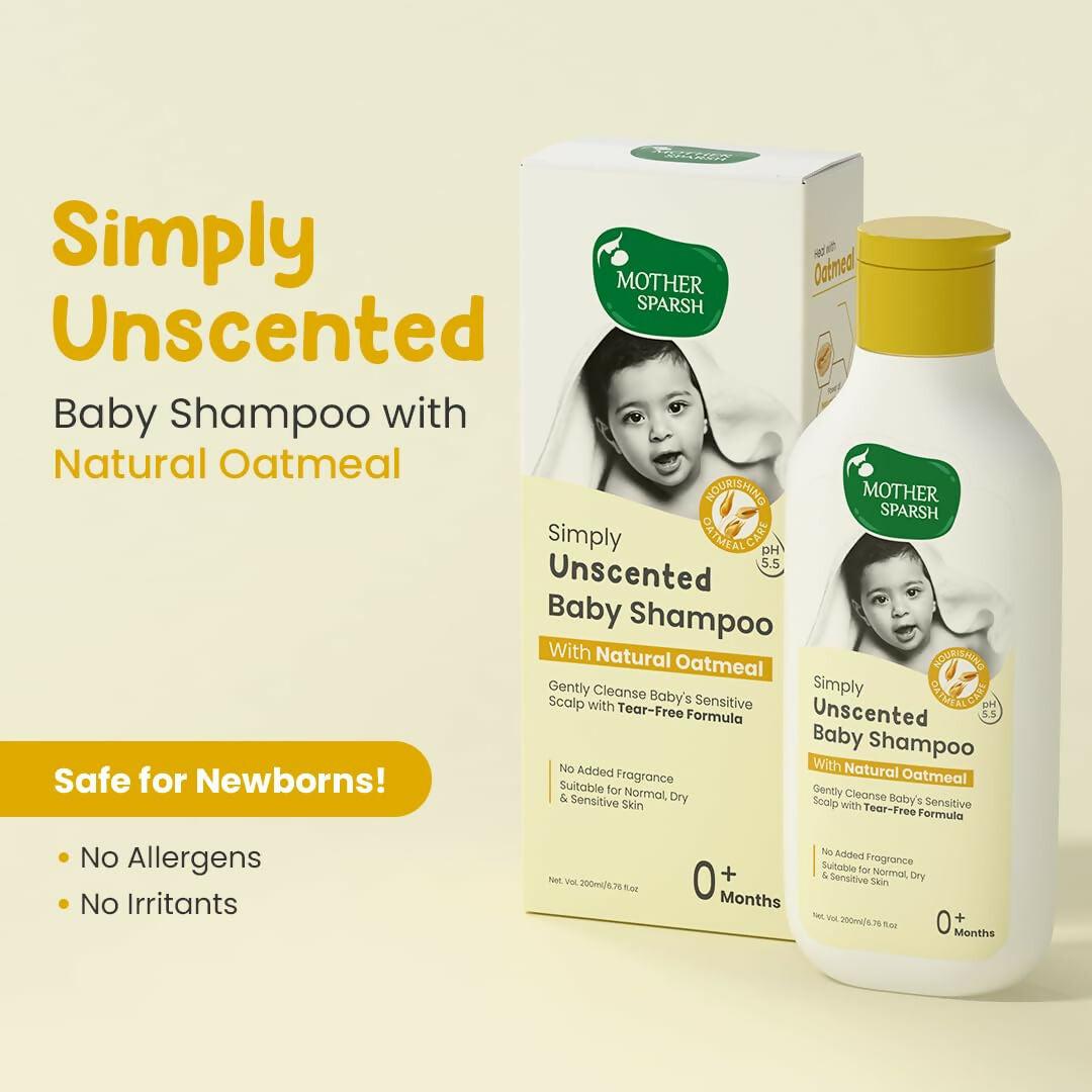 Mother Sparsh Simply Unscented Baby Shampoo With Natural Oatmeal, for New Born Sensitive Skin