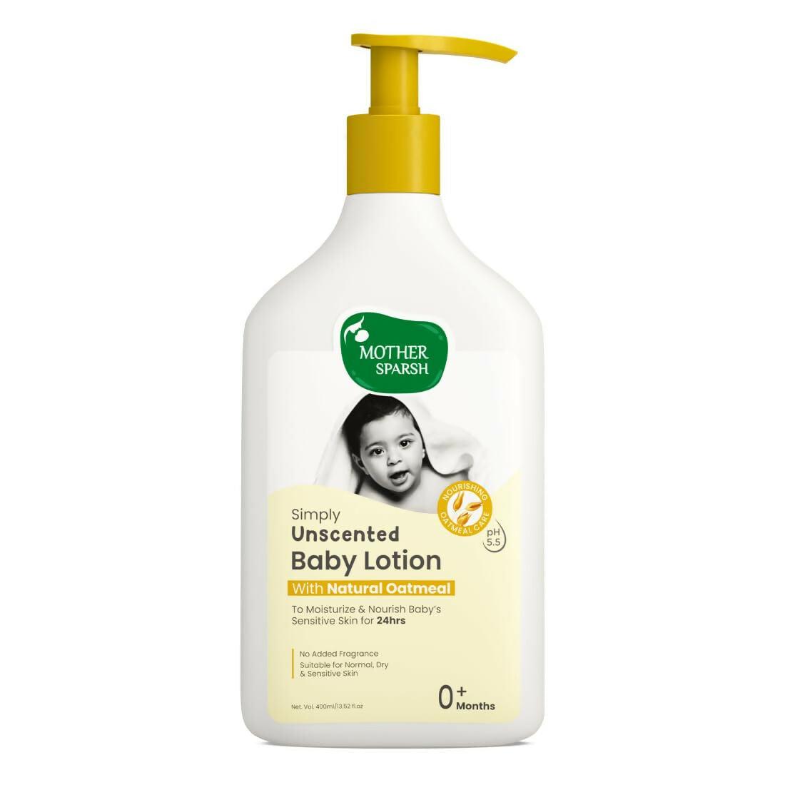 Mother Sparsh Simply Unscented Baby Lotion With Natural Oatmeal, 24hr Protection for Dry, Itchy & Sensitive Skin
