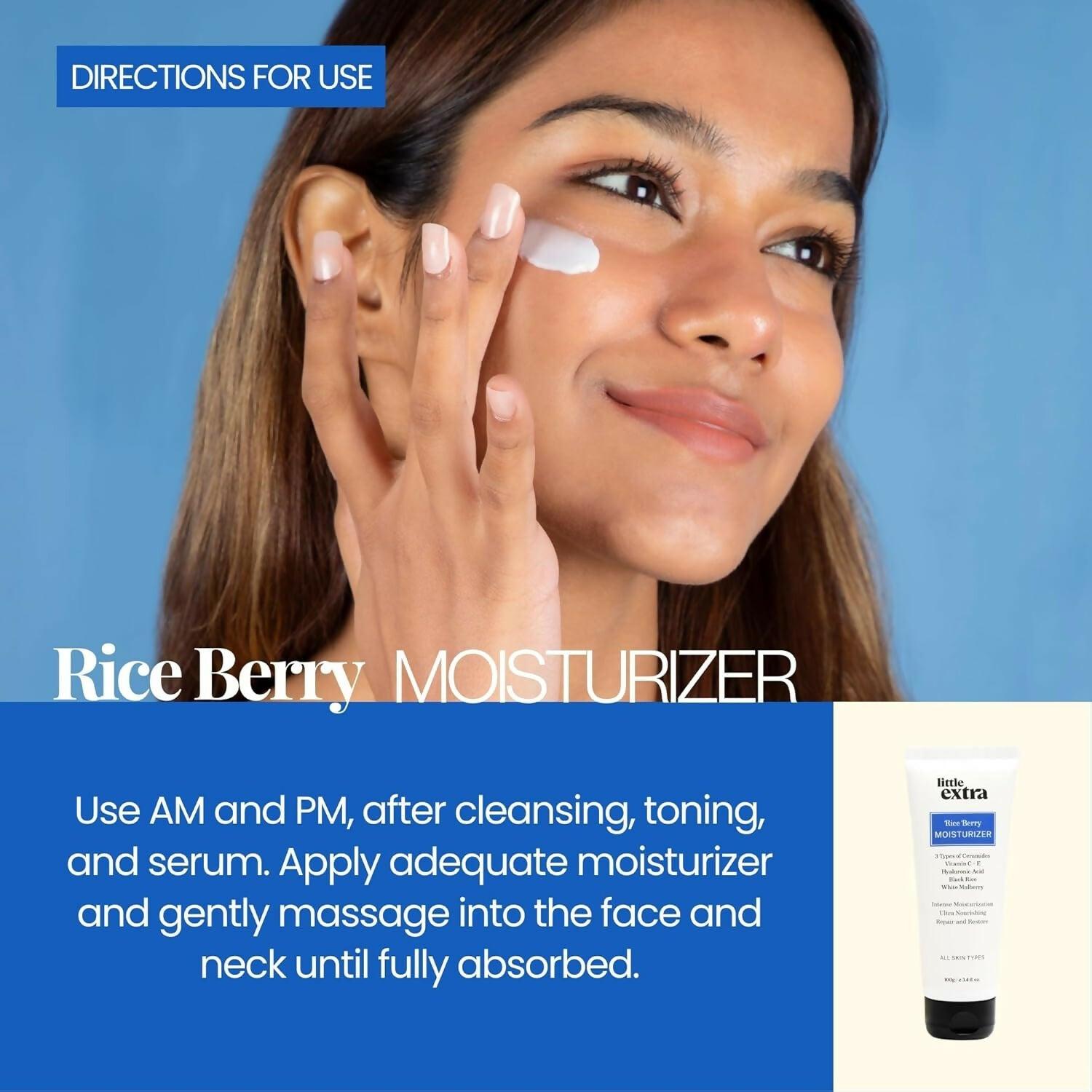 Little Extra Rice Berry Face Moisturizer, Lightweight & Non-Sticky for Glowing Skin, Brightening