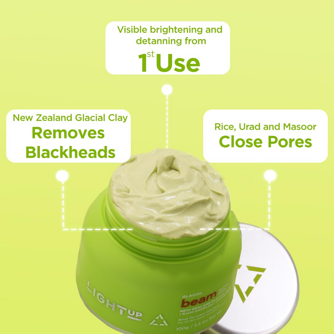 Light Up Beam Green Clay Face Mask With Rose & Jasmine