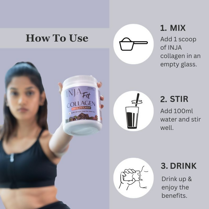 Inja Fit Marine Collagen For Skin Joints And Muscles With Vit C & Glucosamine - Chocolate Flavour