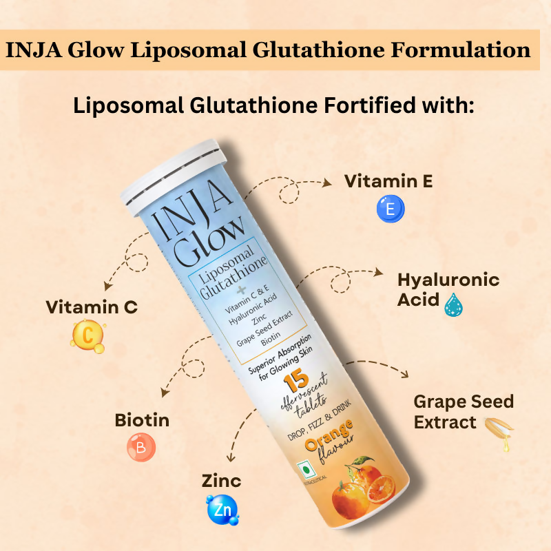Inja Glow Liposomal Glutathione Drop Fizz & Drink Effervescent Tablets - Orange