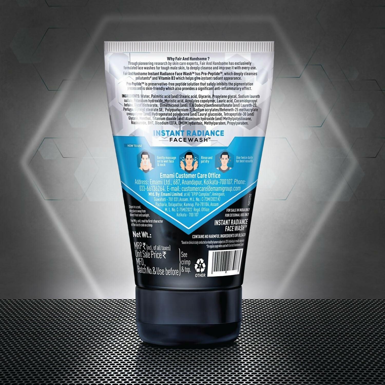 Fair and Handsome Instant Radiance Face Wash Pro-Peptide, Instant Radiance, Washes of Fine Pollutants