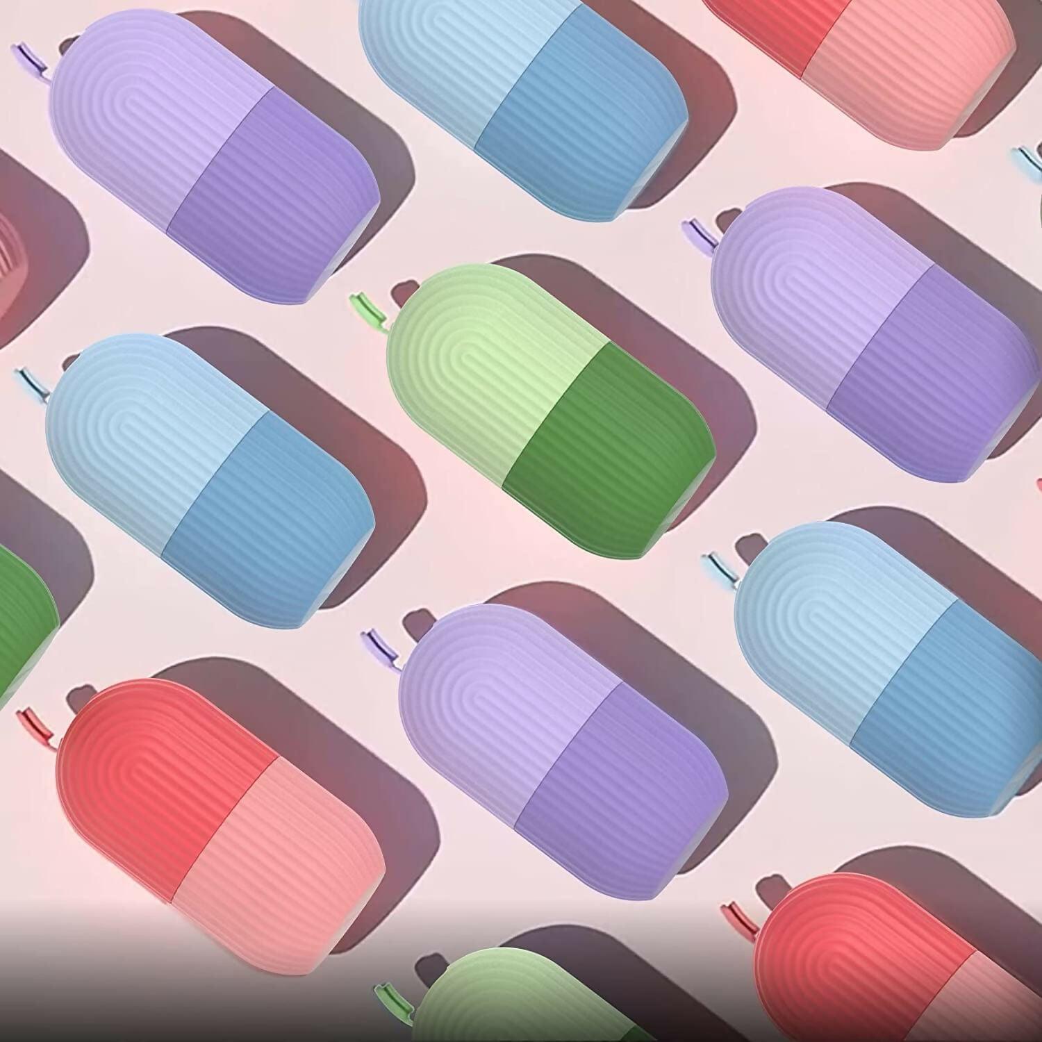 Ice Face Roller Silicone Facial Cube for Eyes Neck Massage Remove Dark Circle - Purple