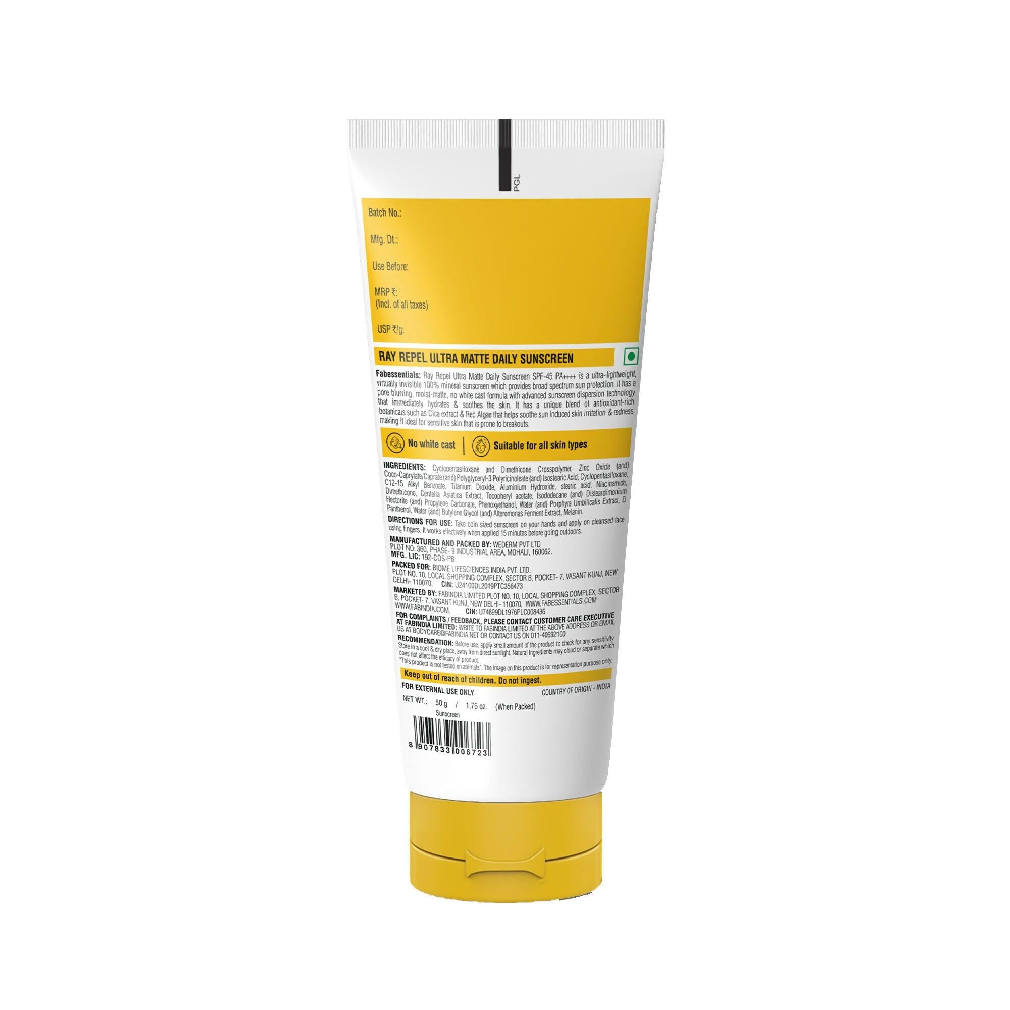 Fabessentials Ultra Matte Daily Sunscreen SPF 45 PA++++