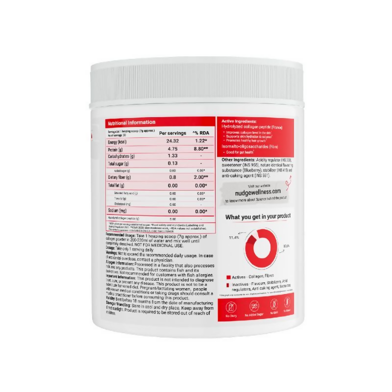 Nudge Collagen Peptide Blueberry Flavour Protein Powder