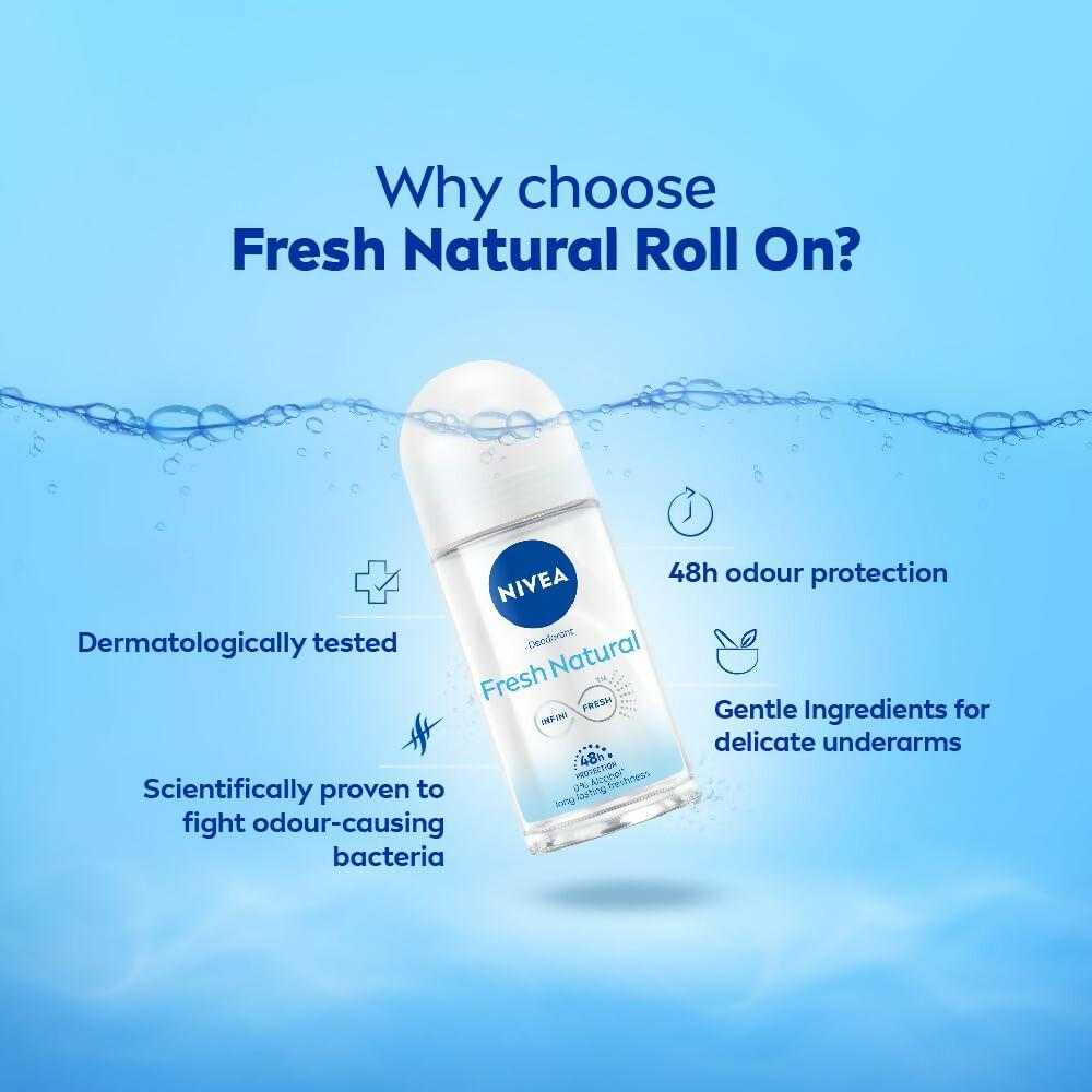 Nivea Fresh Natural Roll On 48 H Smooth & Beautiful Underarms For Women