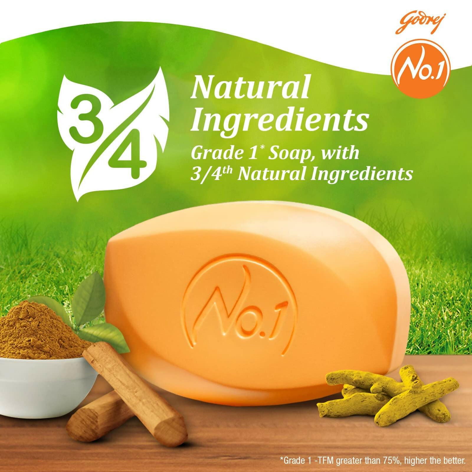 Godrej No.1 Sandal and Turmeric Soap Long-Lasting Fragrance