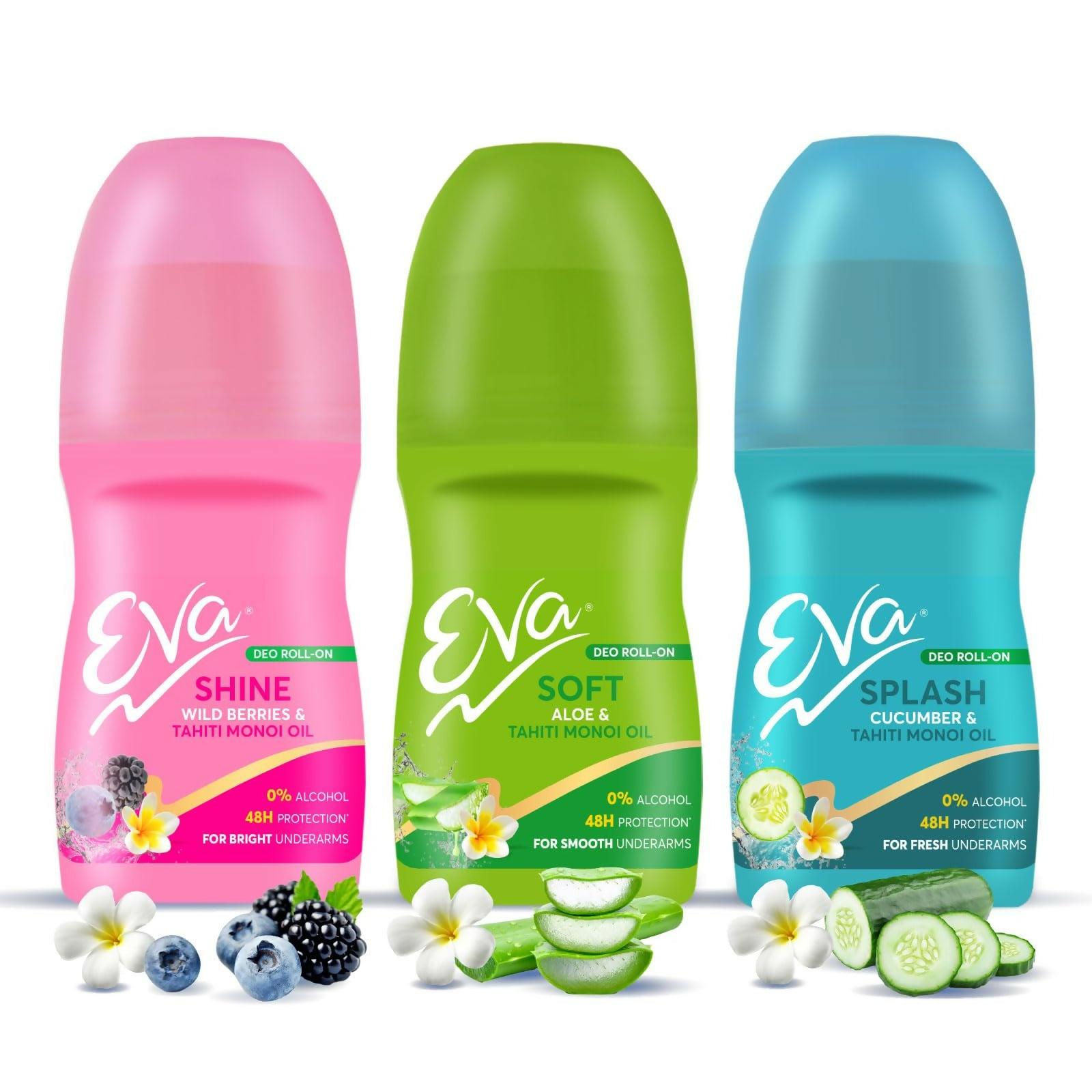 Eva Underarm Roll on Deodorant For Bright, Fresh & Smooth Underarms, Alcohol & Aluminium Free, For Women