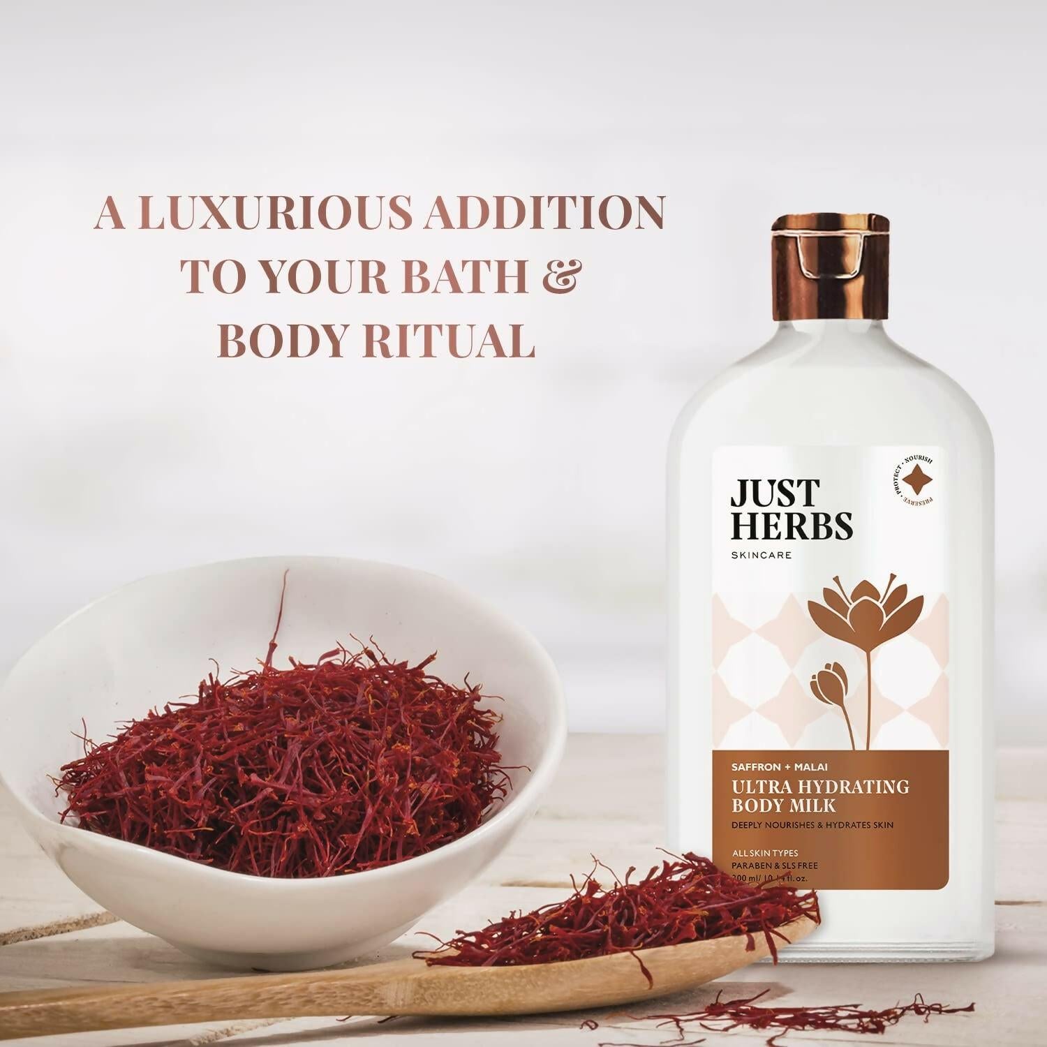 Just Herbs Saffron + Malai Nourishing Body Milk Lotion