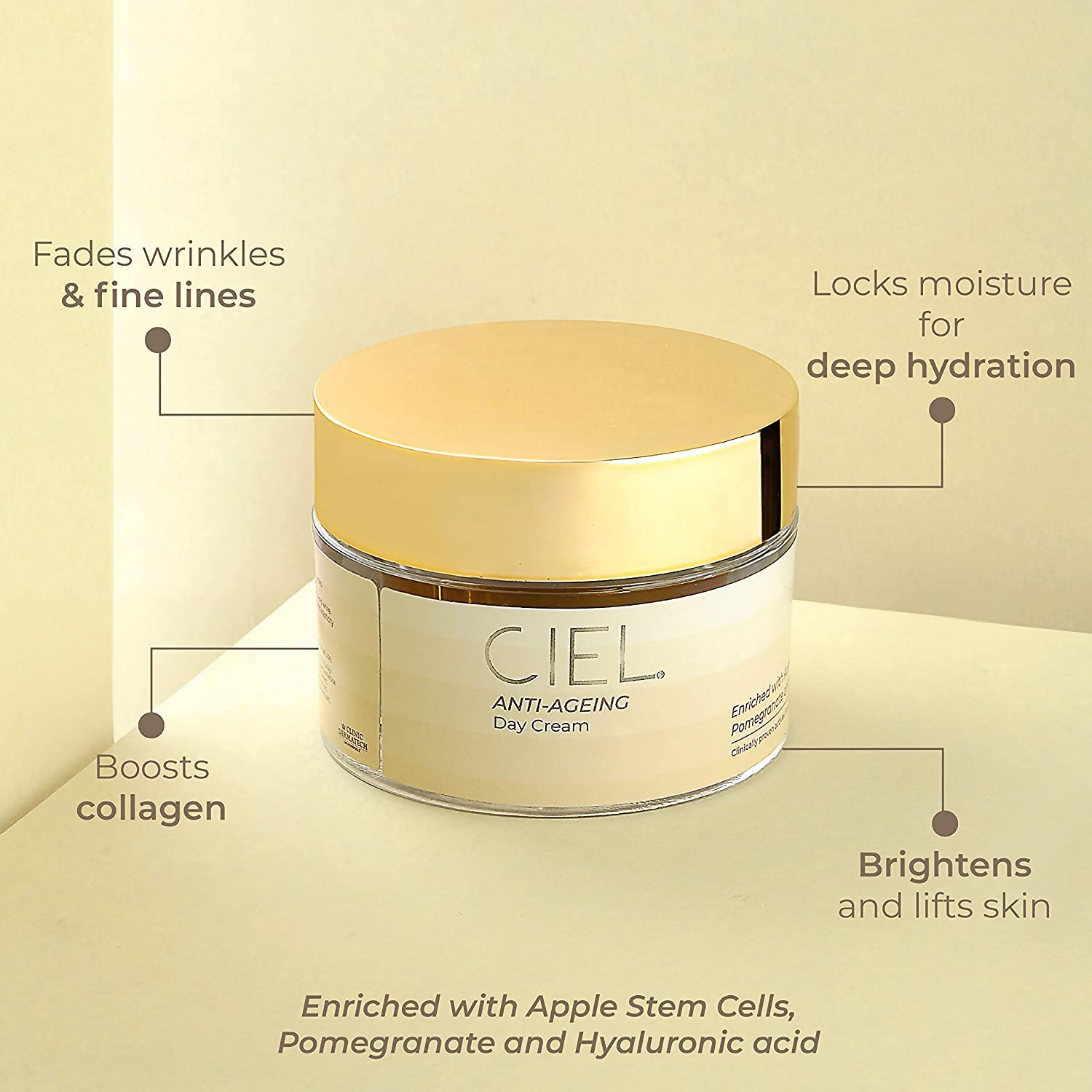 Ciel Anti-Ageing Day Cream For Glowing Skin Moisturizer With Vitamin C & Hyaluronic Acid